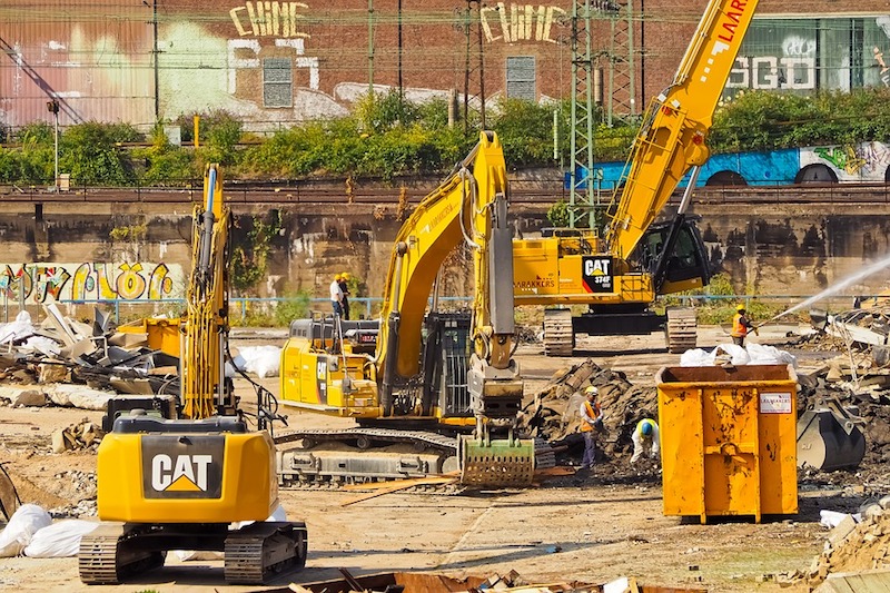 Machinery and workers on a construction site