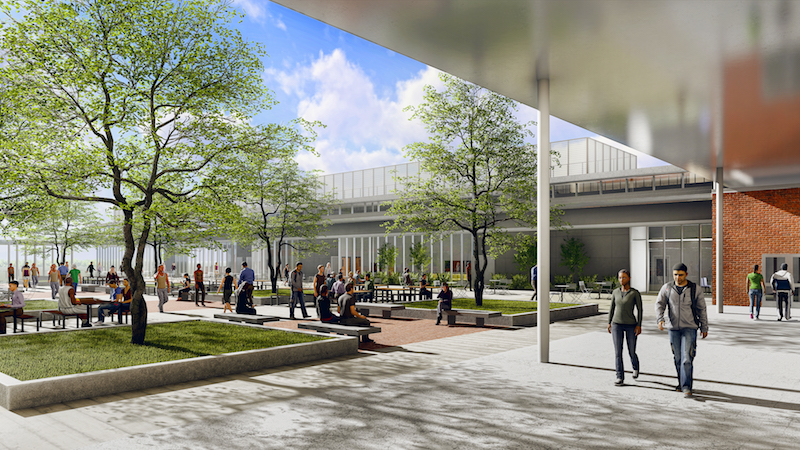 Eastside memorial high school outdoor classroom space and courtyard