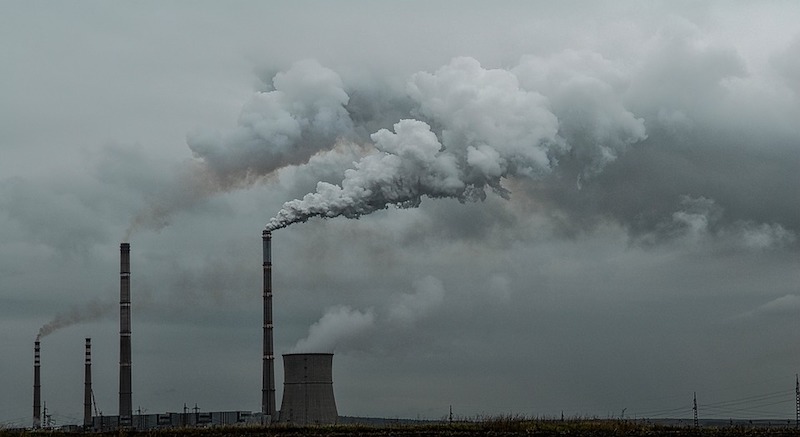 Smoke from a smokestack