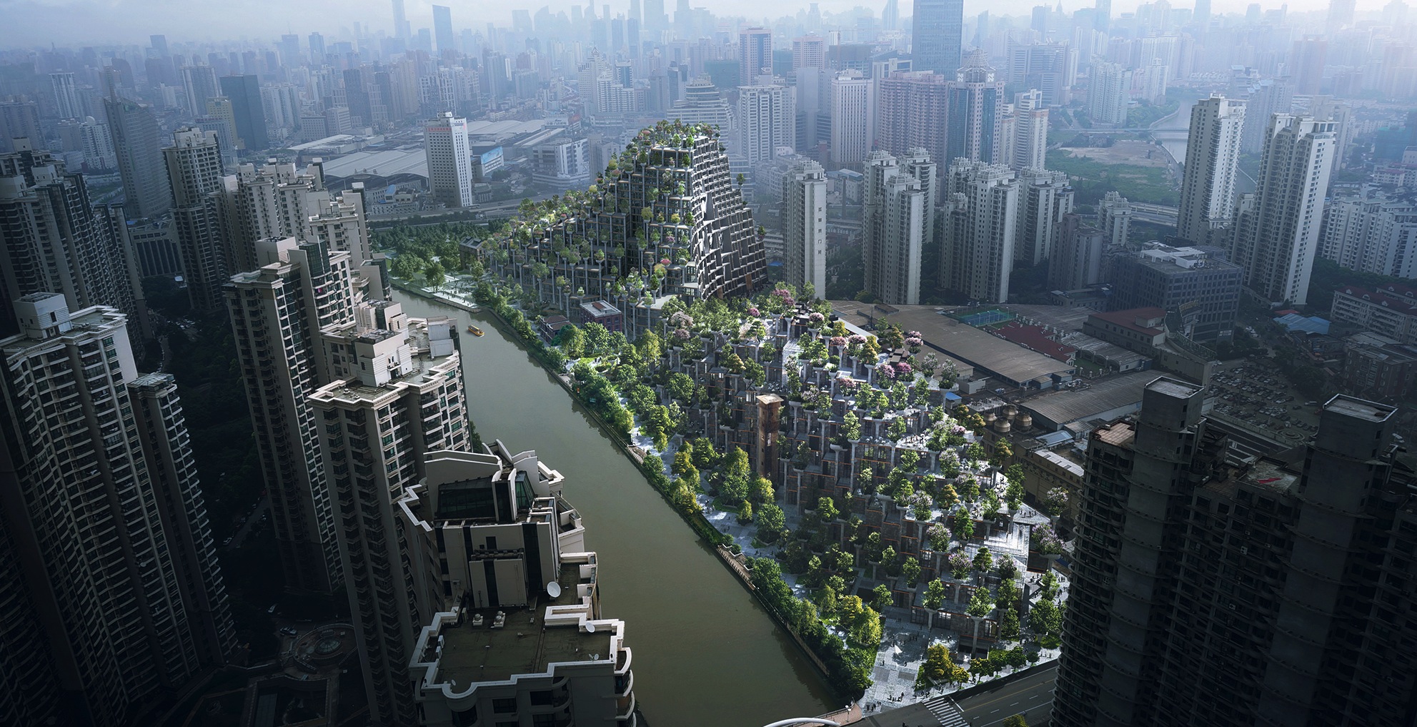 “Tree-covered mountains” planned for urban Shanghai