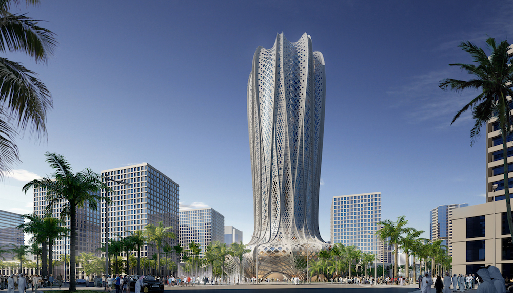 Zaha Hadid designs geometric flower-shaped tower for sustainable Qatar city