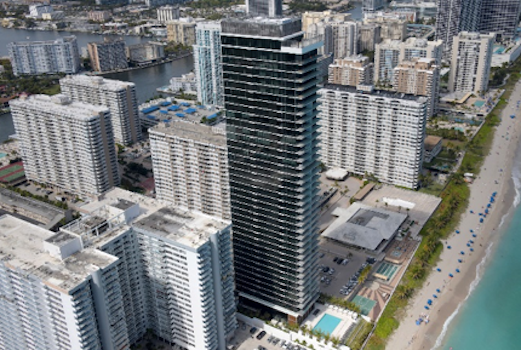 Aerial view of new Suffolk-built condominium 2000 Ocean, Hallandale, Fla. Photo: Courtesy Suffolk