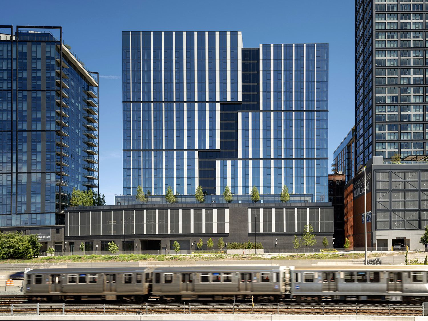 Chicago's 19-story Coppia luxury multifamily features geometric figures on the façade Photo © Eric Laignel, courtesy Goettsch Partners