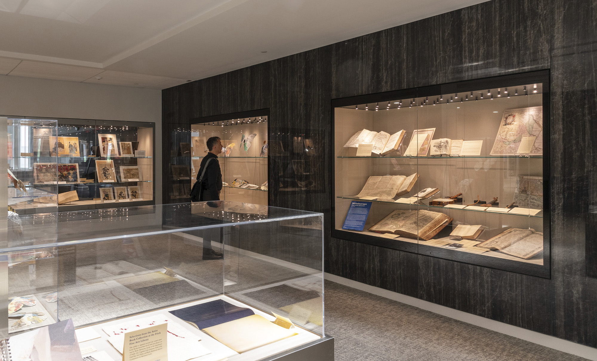 Man looking at library display