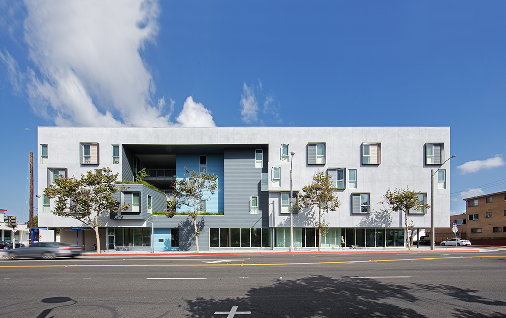 Brunson Terrace all-electric affordable housing project in Santa Monica, Calif., designed by Brooks + Scarpa Photo courtesy Brooks + Scarpa