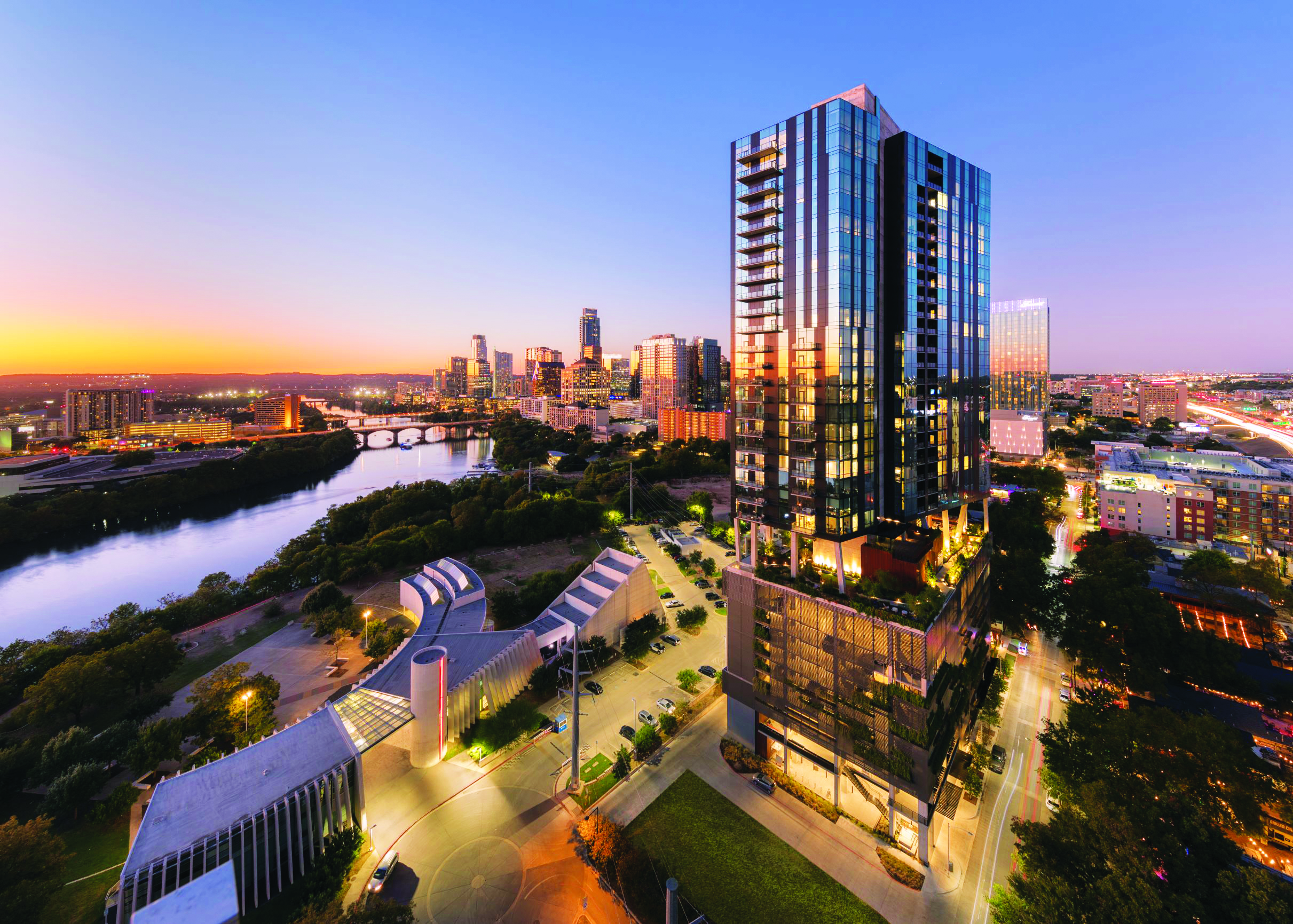 Architectural glass counters strong Texas sun