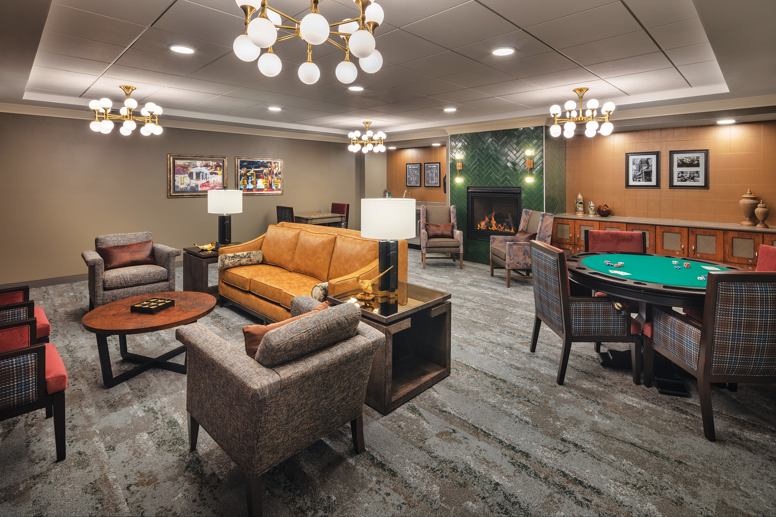 Interior lobby of senior living community Vista West