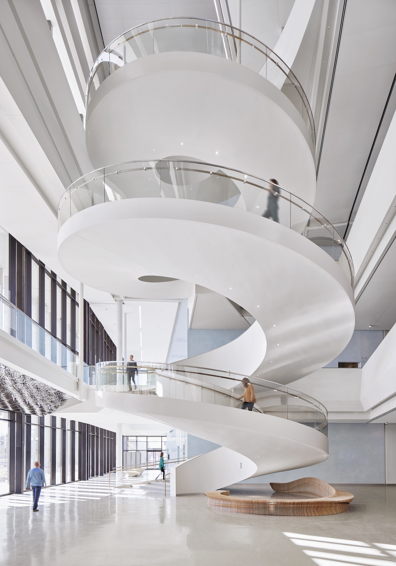 The helical staircase inside of the hall.