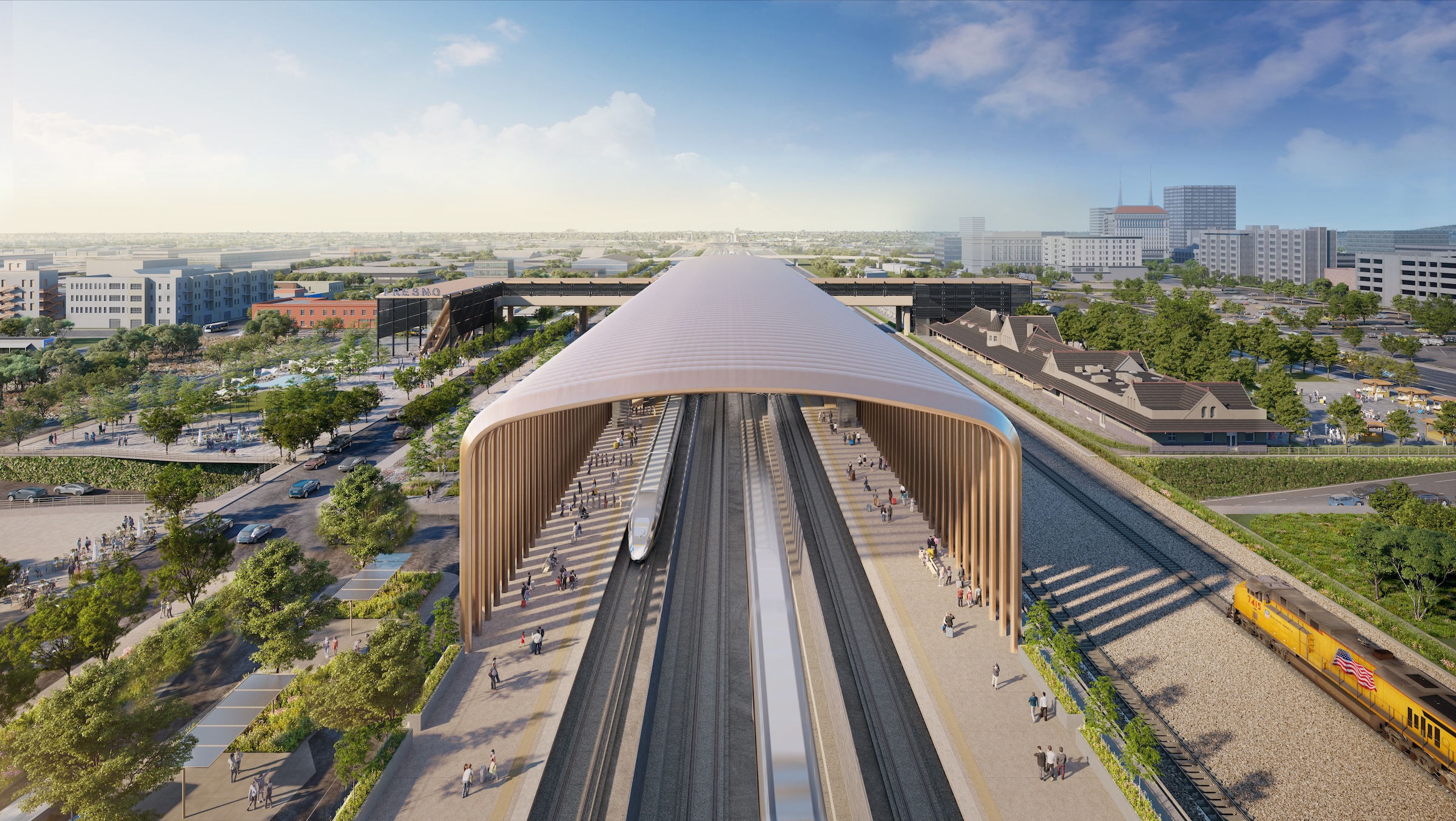 Historic Fresno train depot to be renovated for California high speed rail station project. Courtesy California High-Speed Rail Authority