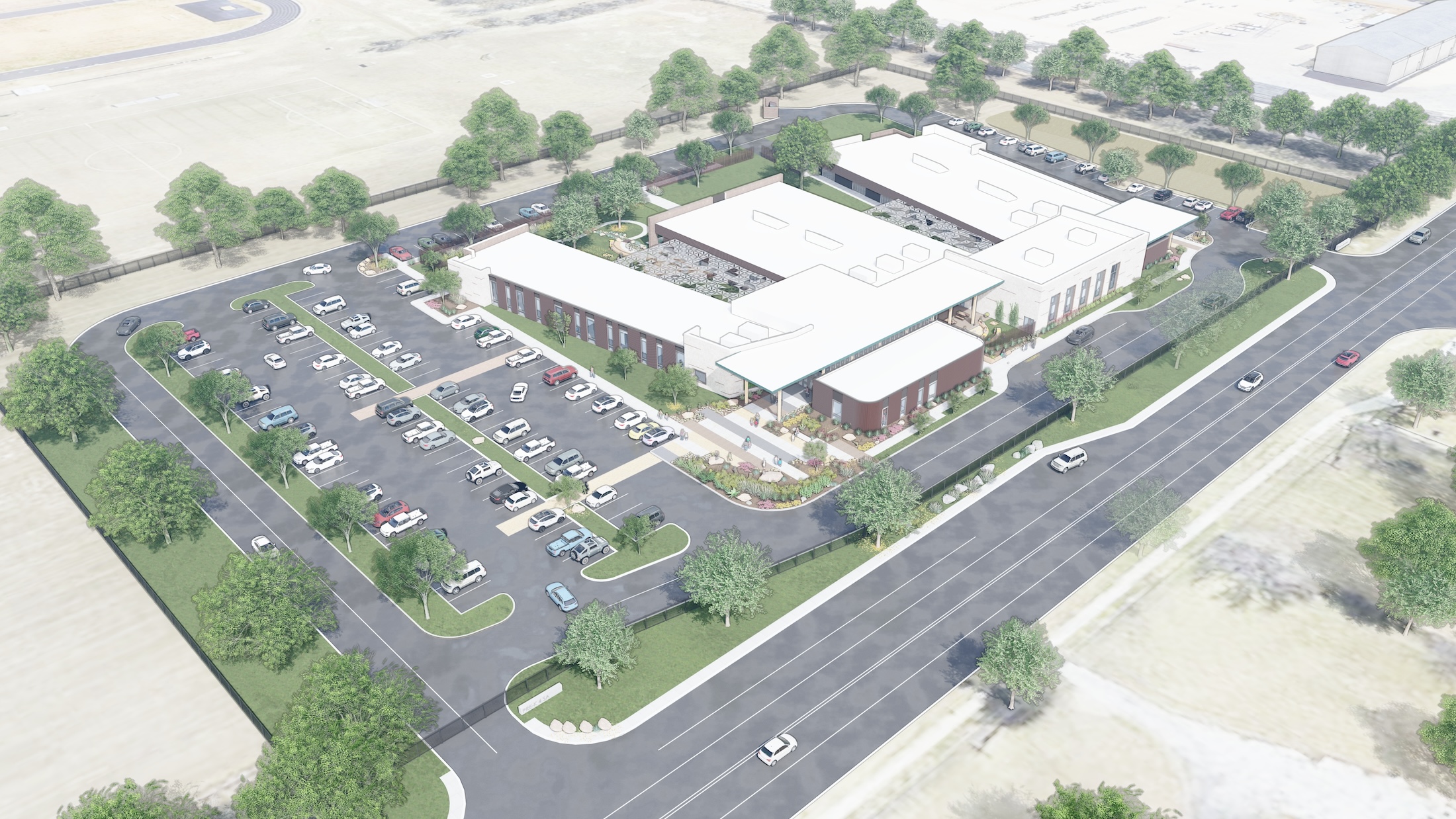 San Antonio's Pre-K 4 SA school will provide early childhood education to a traditionally under-resourced region. Rendering courtesy Pfluger Architects