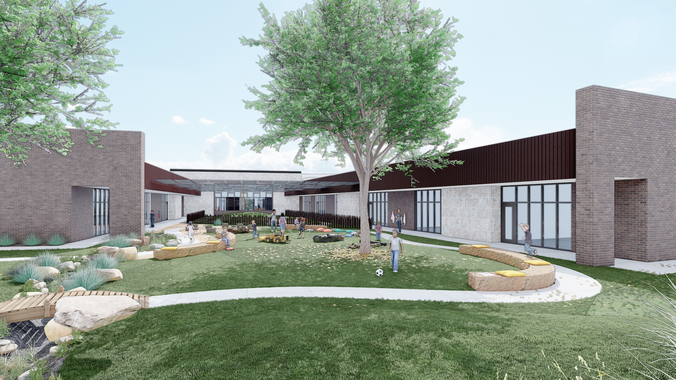 San Antonio's Pre-K 4 SA school will provide early childhood education to a traditionally under-resourced region. Rendering courtesy Pfluger Architects