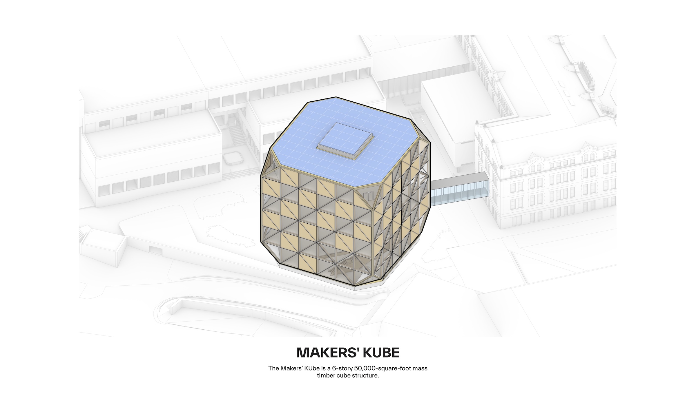 BIG designs mass timber Makers’ KUbe for the University of Kansas School of Architecture & Design