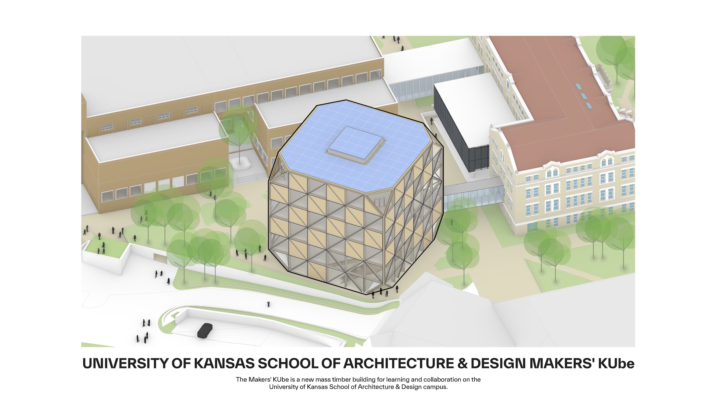 BIG designs mass timber Makers’ KUbe for the University of Kansas School of Architecture & Design