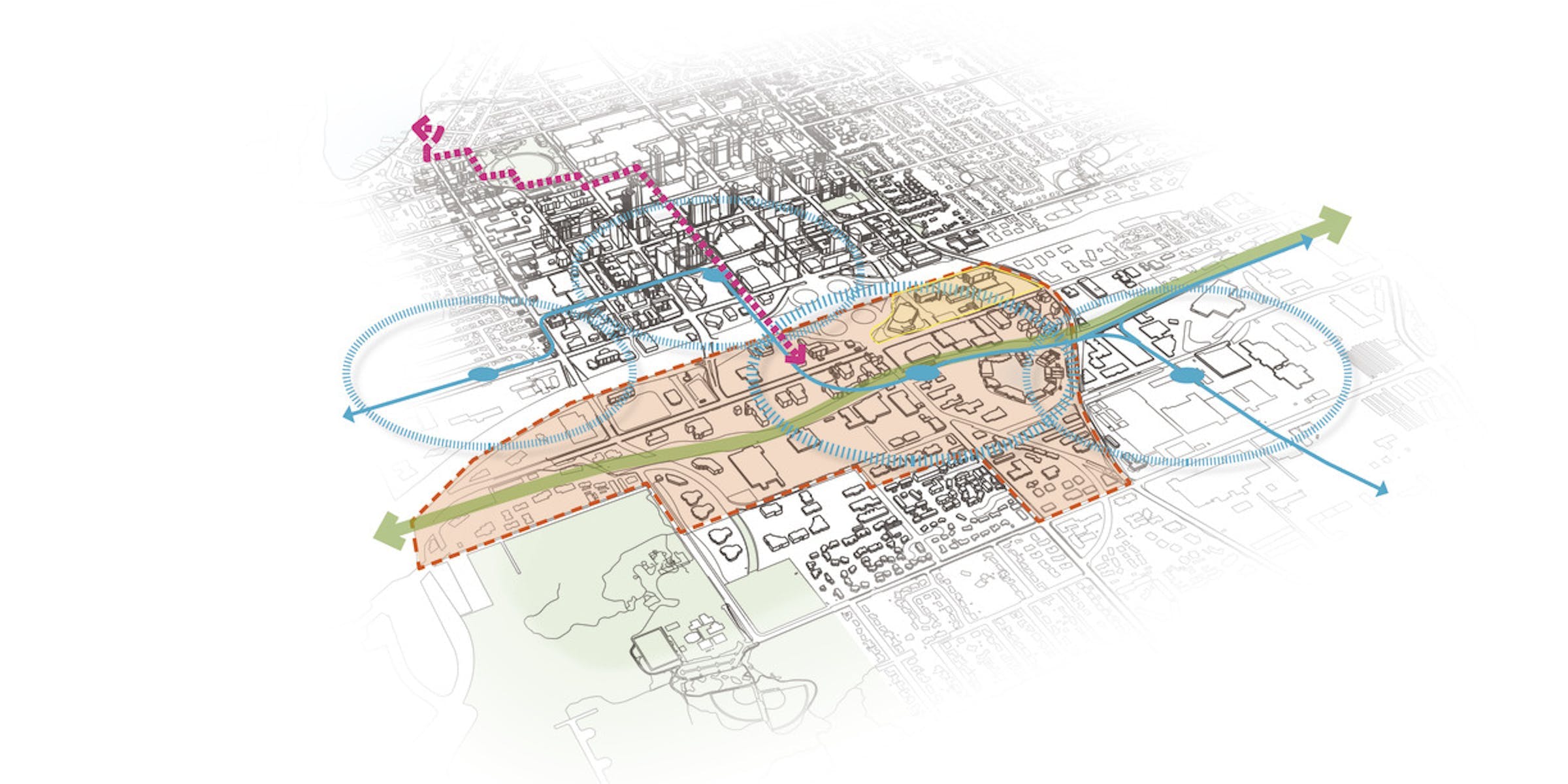 2D map of the proposed Wilburton Commercial Area plan