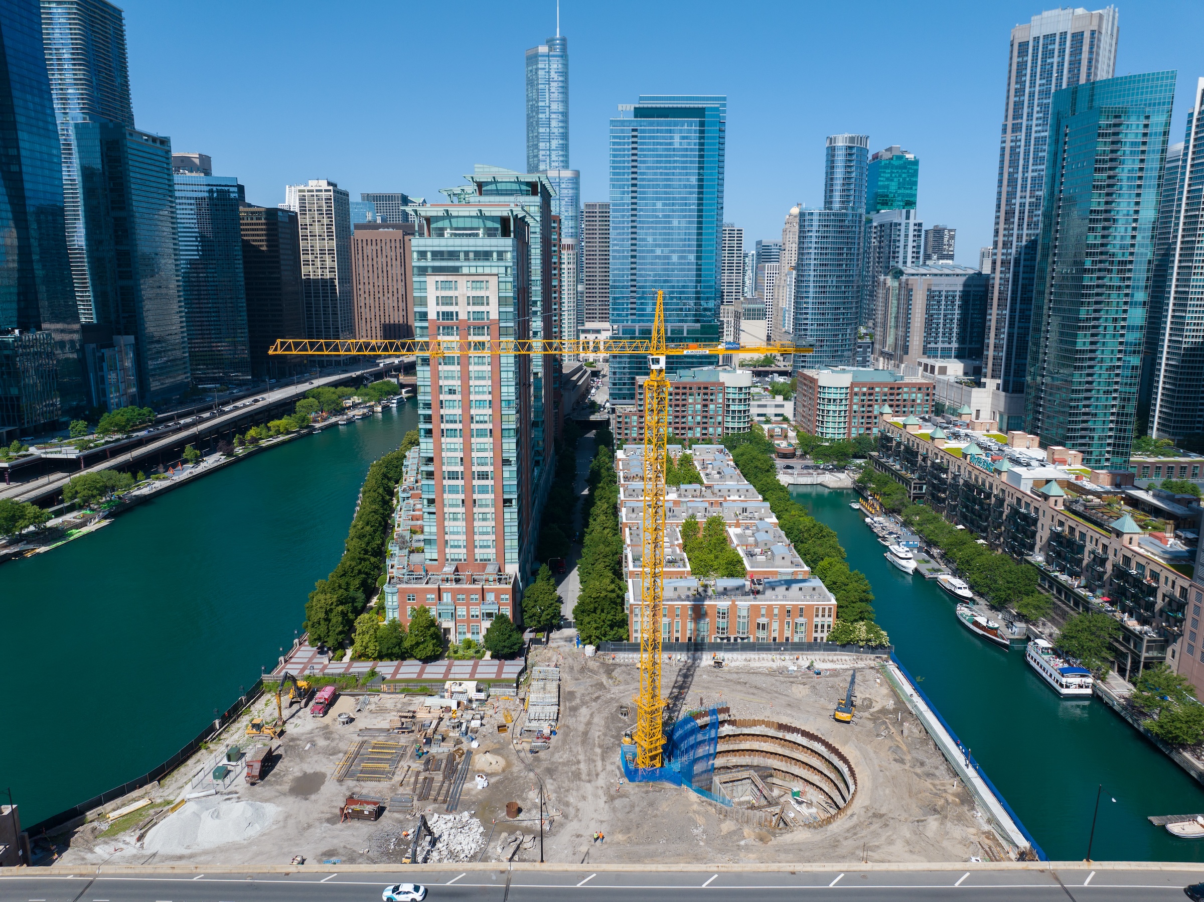 Chicago’s long-vacant Spire site will be home to the two-tower 400 Lake Shore residential development, by Related Midwest and SOM - Rendering courtesy Related Midwest, Skidmore Owings Merrill