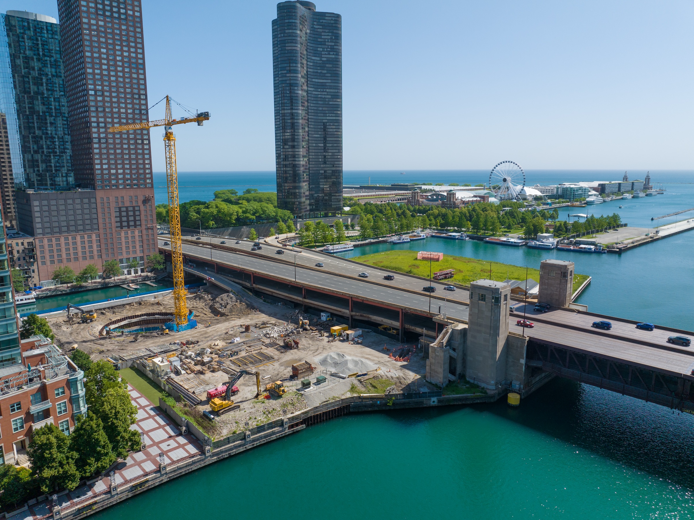 Chicago’s long-vacant Spire site will be home to the two-tower 400 Lake Shore residential development, by Related Midwest and SOM - Rendering courtesy Related Midwest, Skidmore Owings Merrill