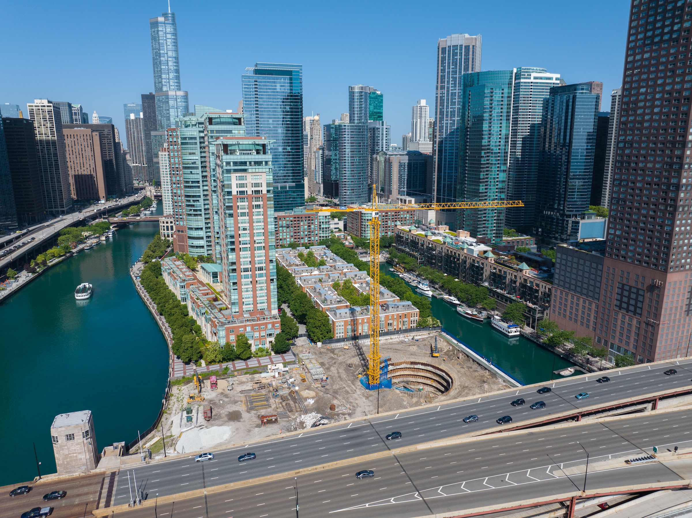 Chicago’s long-vacant Spire site will be home to the two-tower 400 Lake Shore residential development, by Related Midwest and SOM - Rendering courtesy Related Midwest, Skidmore Owings Merrill