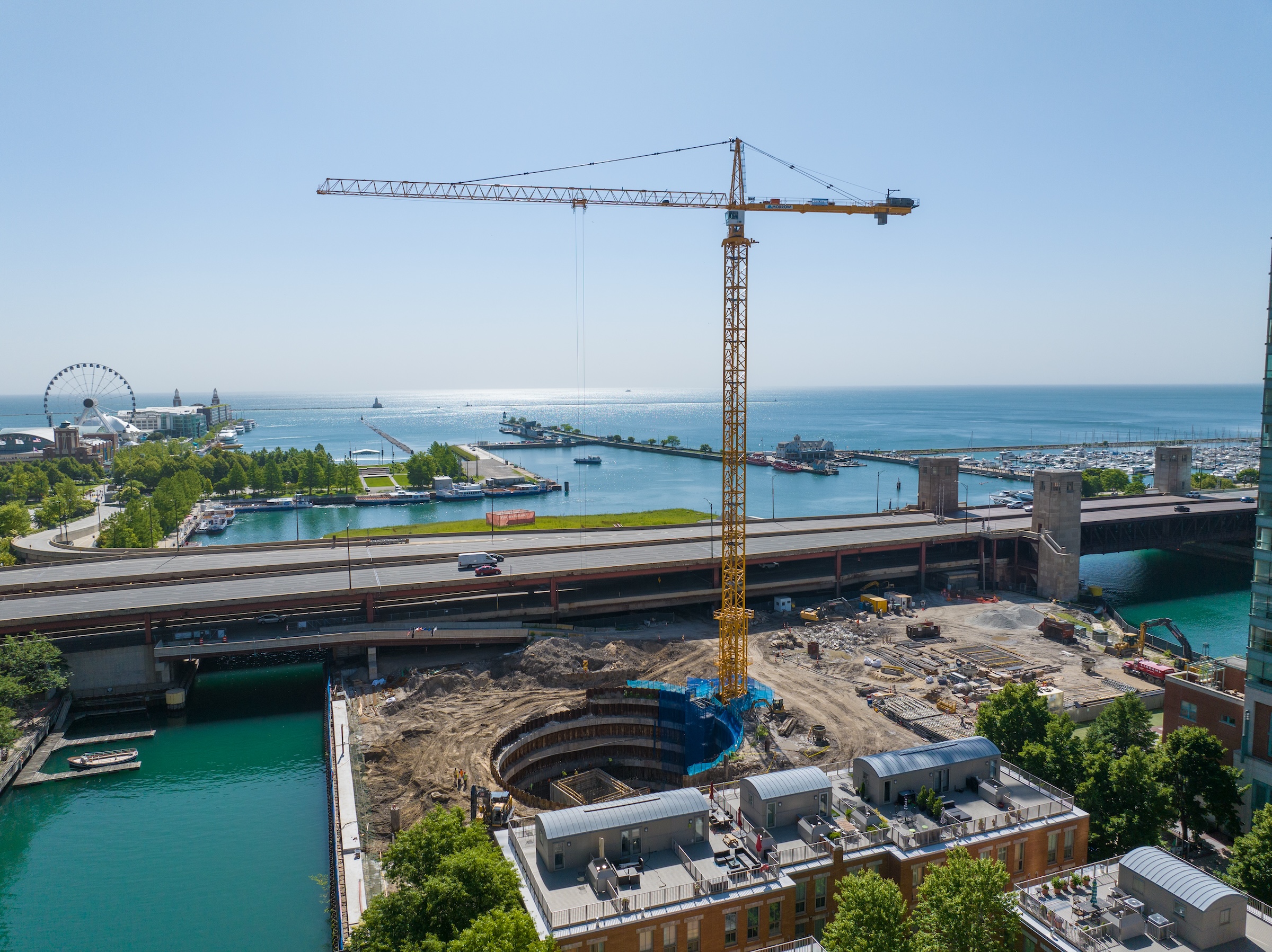 Chicago’s long-vacant Spire site will be home to the two-tower 400 Lake Shore residential development, by Related Midwest and SOM - Rendering courtesy Related Midwest, Skidmore Owings Merrill