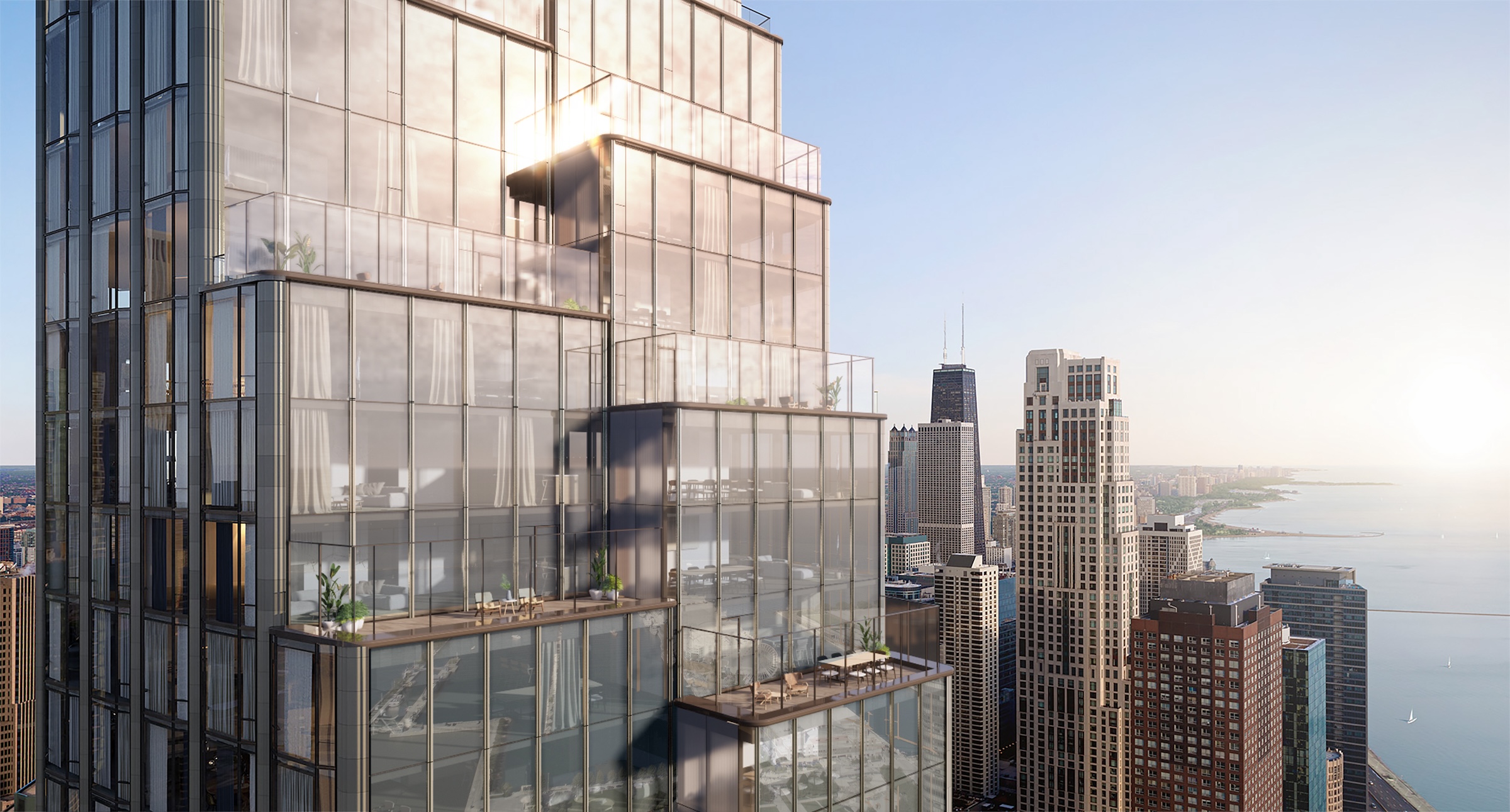 Chicago’s long-vacant Spire site will be home to the two-tower 400 Lake Shore residential development, by Related Midwest and SOM - Rendering courtesy Related Midwest, Skidmore Owings Merrill