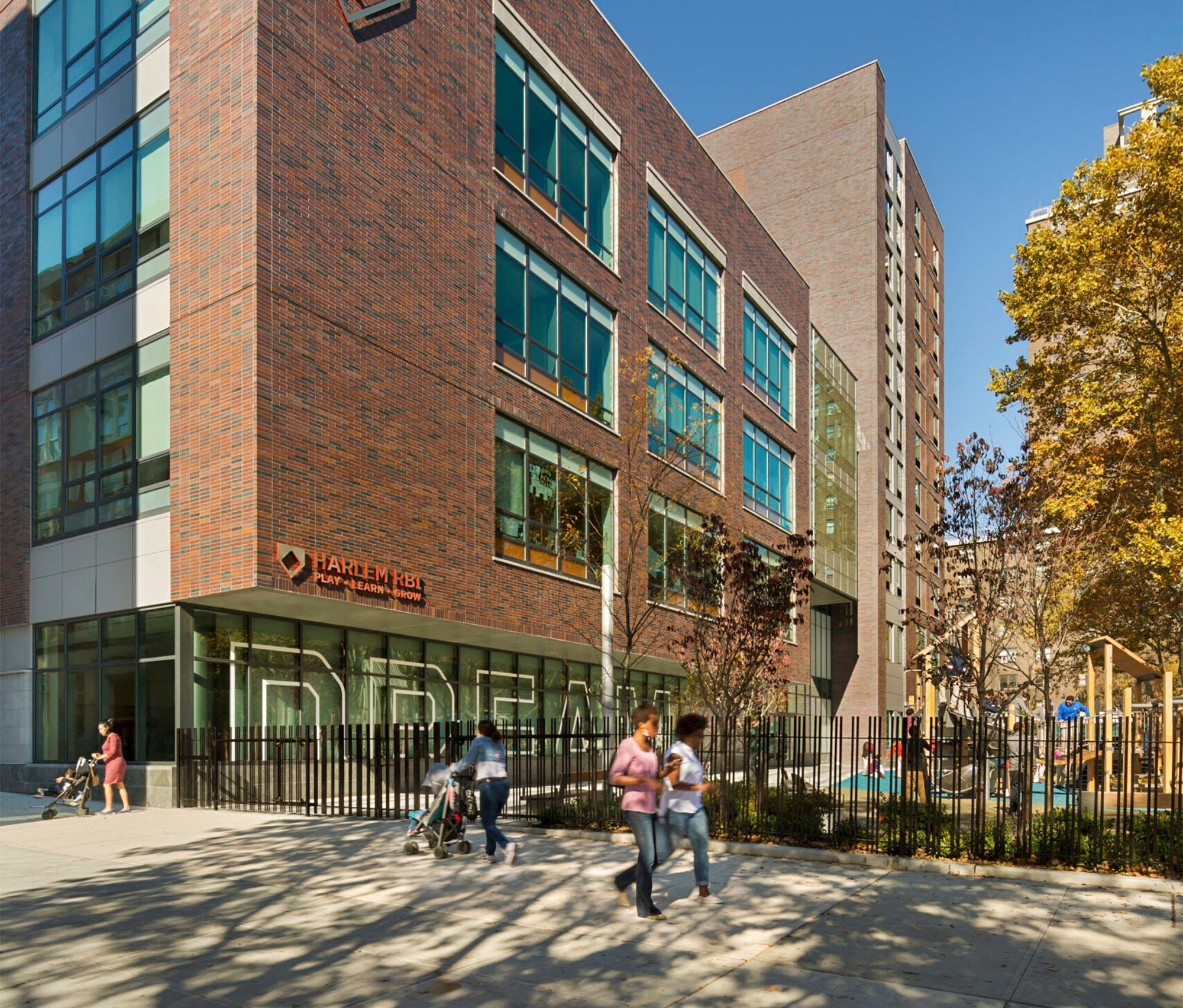 Outside view of The DREAM Charter School and the adjacent Yomo Toro affordable housing Apartments