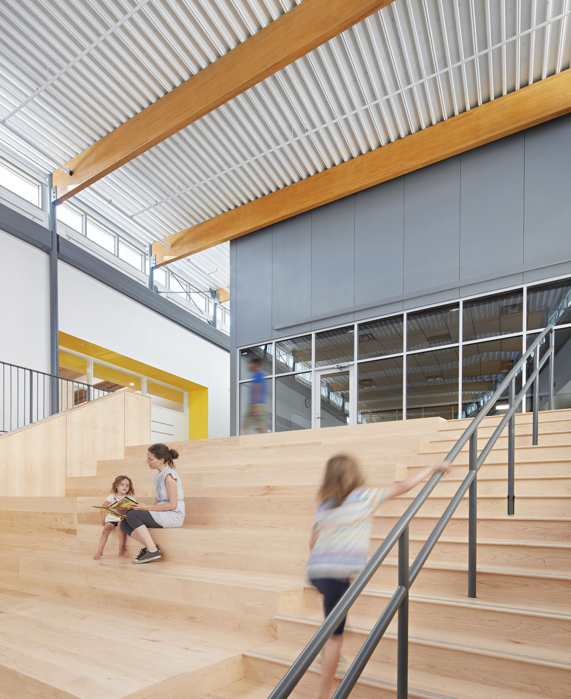 Wood stairs at Edneyville Elementary