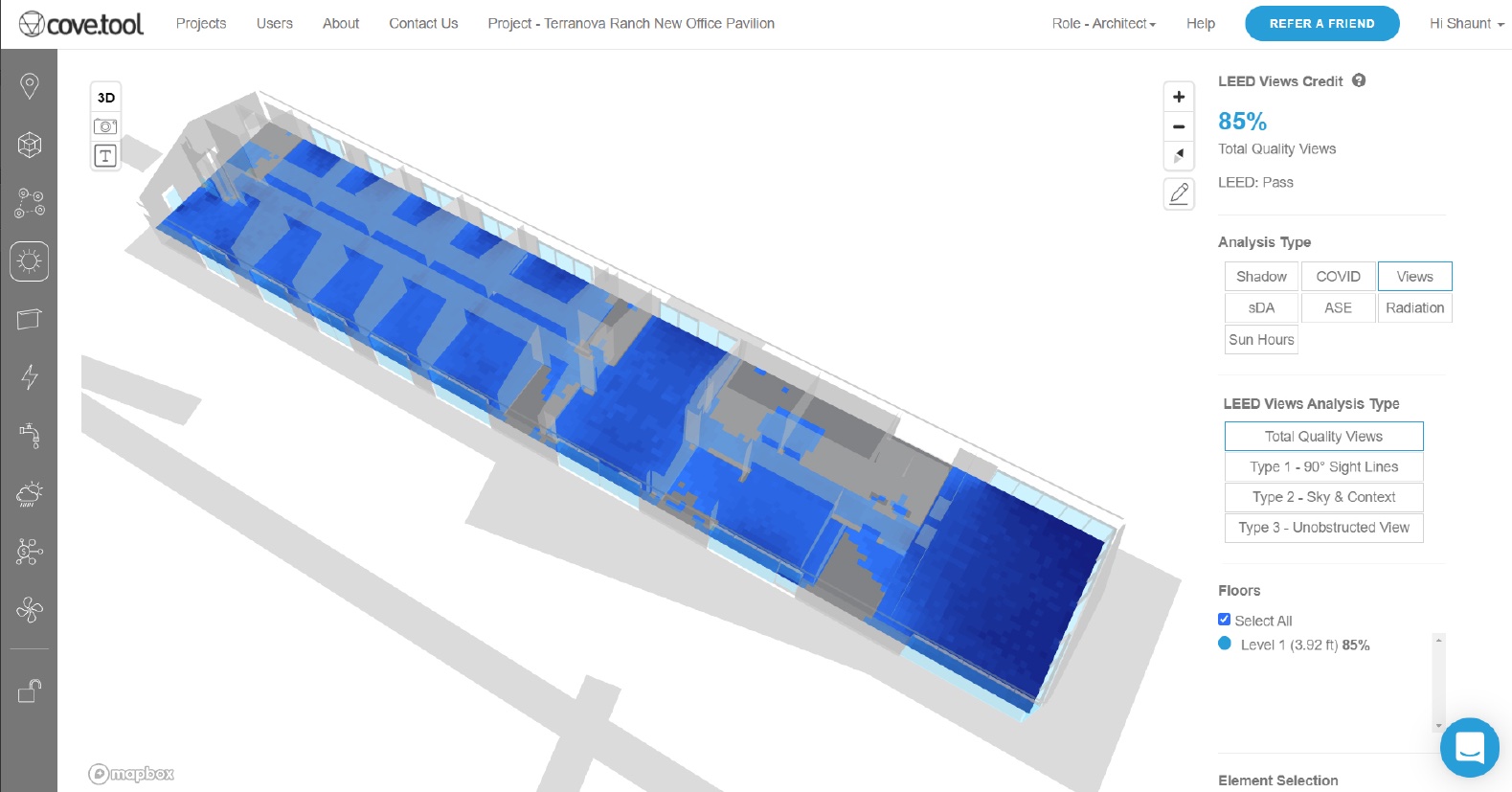 Outdoor exposure map for new office