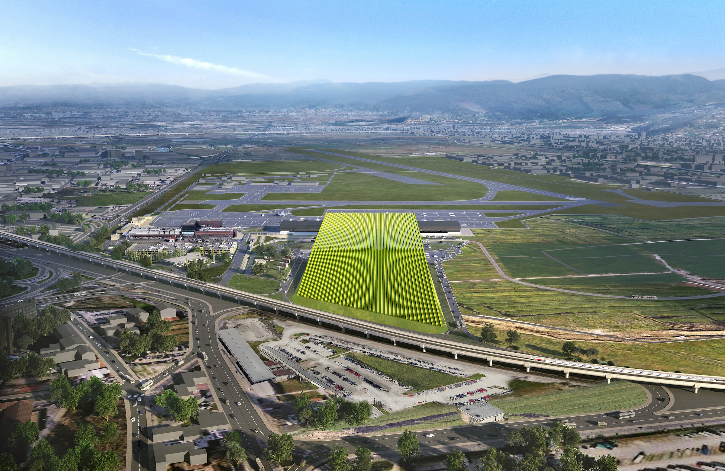 Rafael Viñoly Architects’ design for the new Florence, Italy, airport terminal will feature a rooftop vineyard