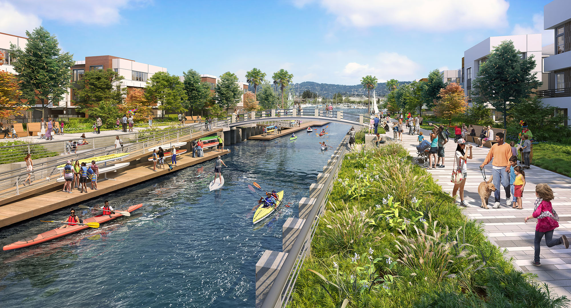 Adaptive reuse of marina as an aquatic park rendering