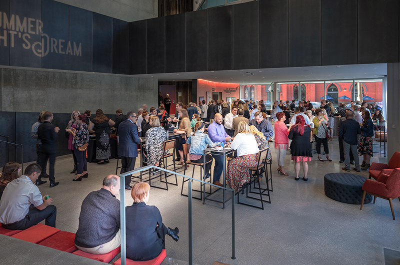 Crowd in lobby of show