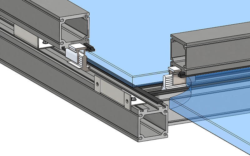 A preview of SAFTI FIRST’s patent-pending, all aluminum SnapCap framing system for 20-45 minute fire protective openings.