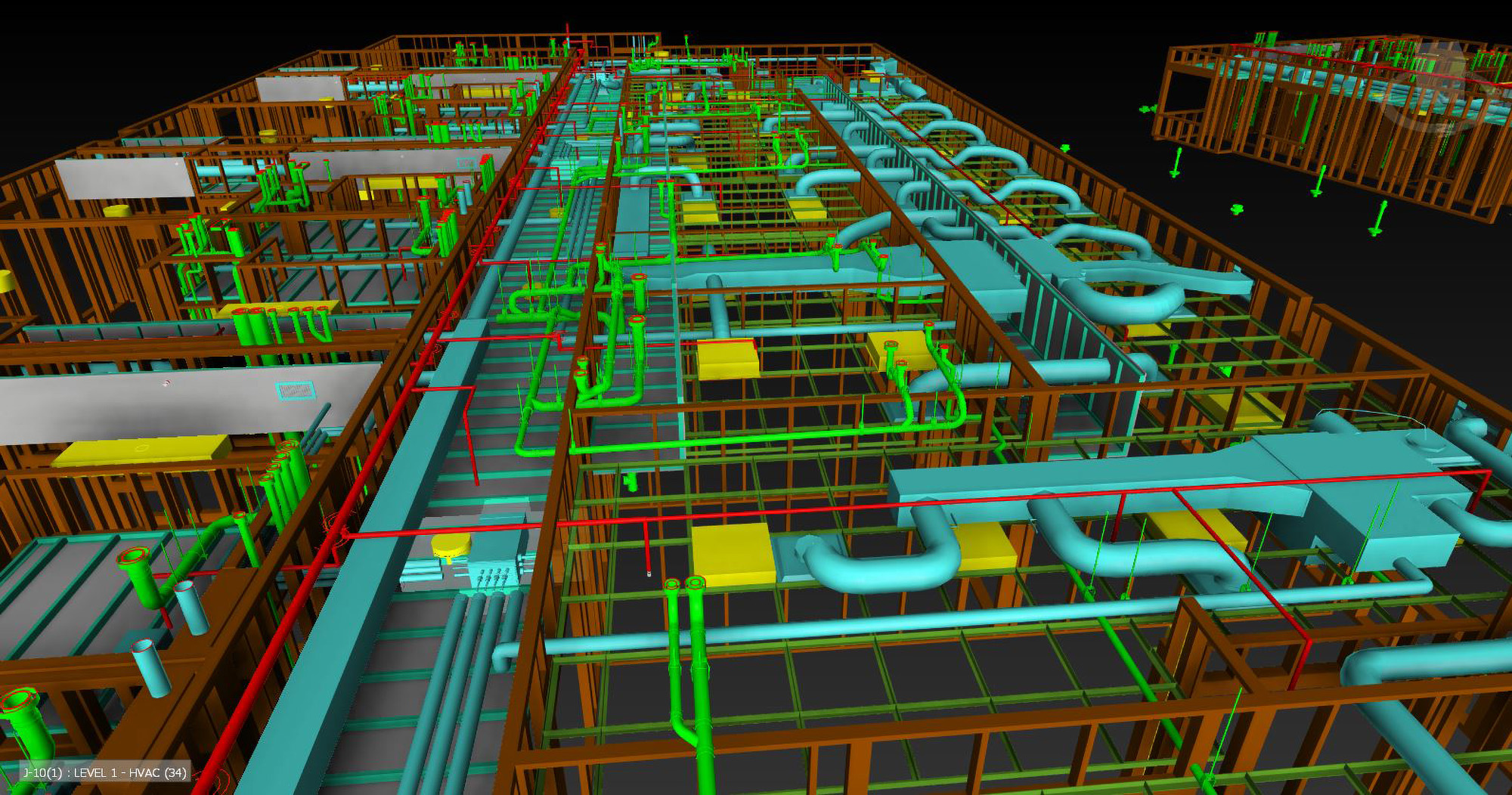 Building Information Modeling used for ceiling-based MEP coordination.