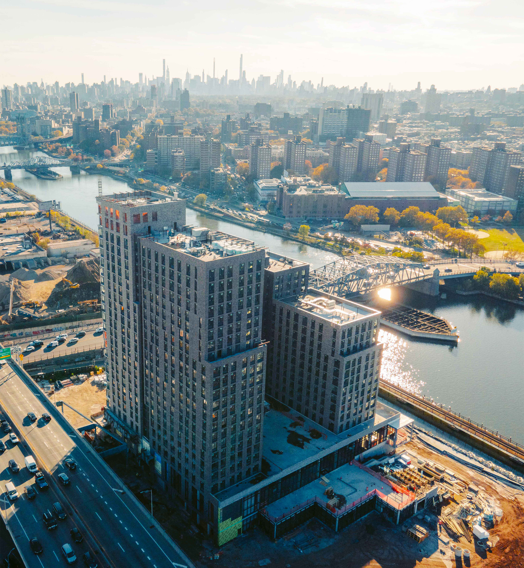 Bronx Point construction project sky view