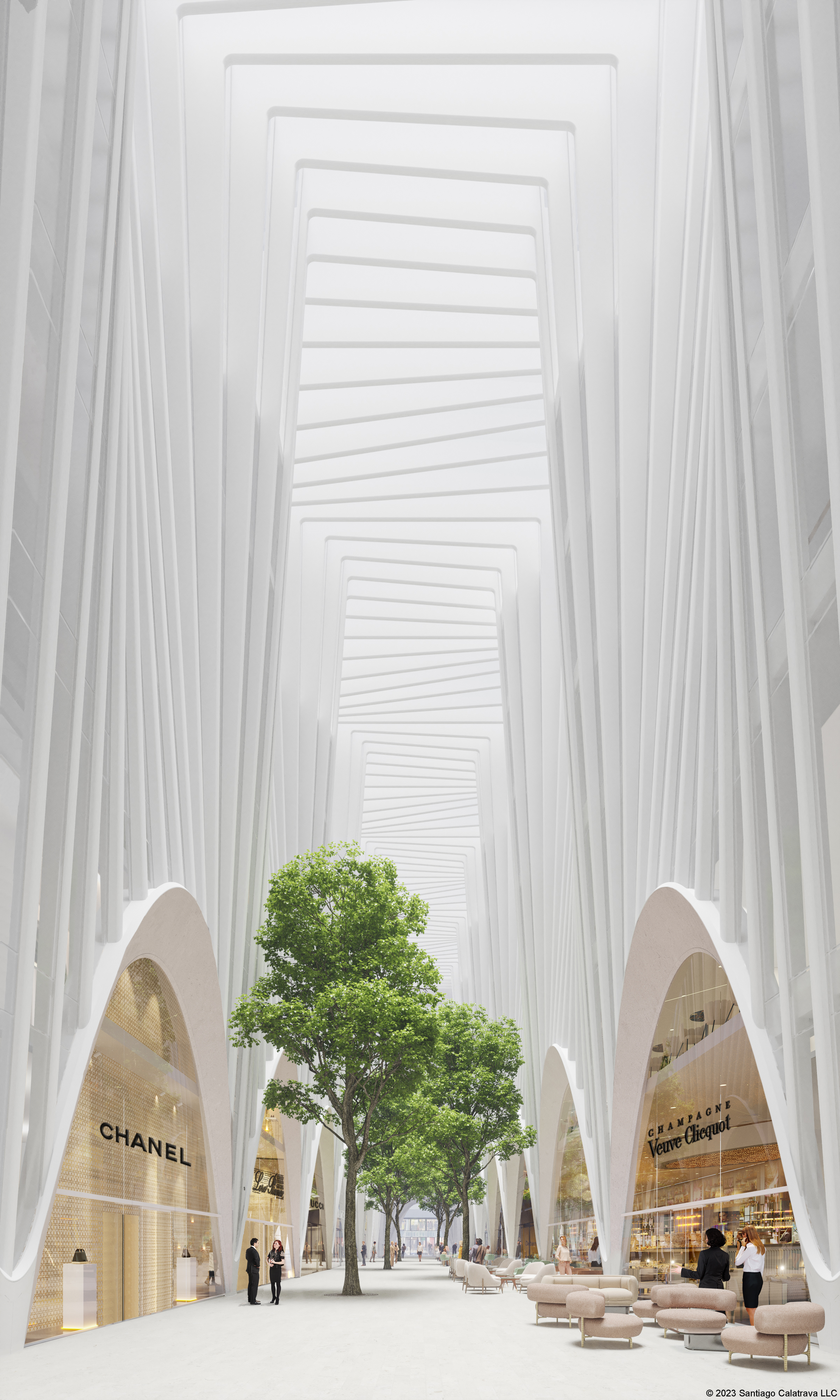 Calatrava Boulevard retail and office development, Interior Roof Closed, by Santiago Calatrava and CENTRUM Group