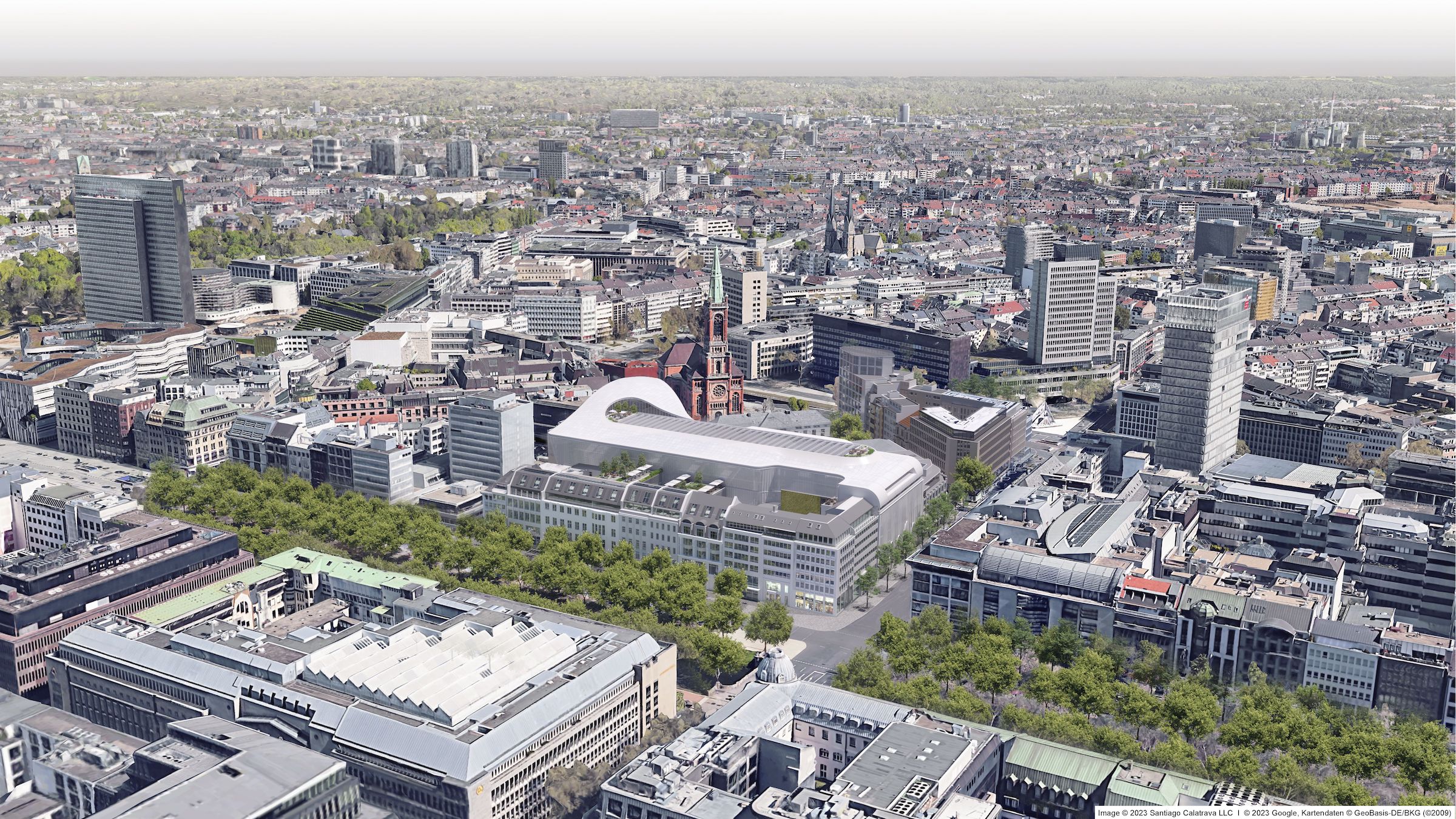 Calatrava Boulevard retail and office development, KO Southwest Perspective, by Santiago Calatrava and CENTRUM Group