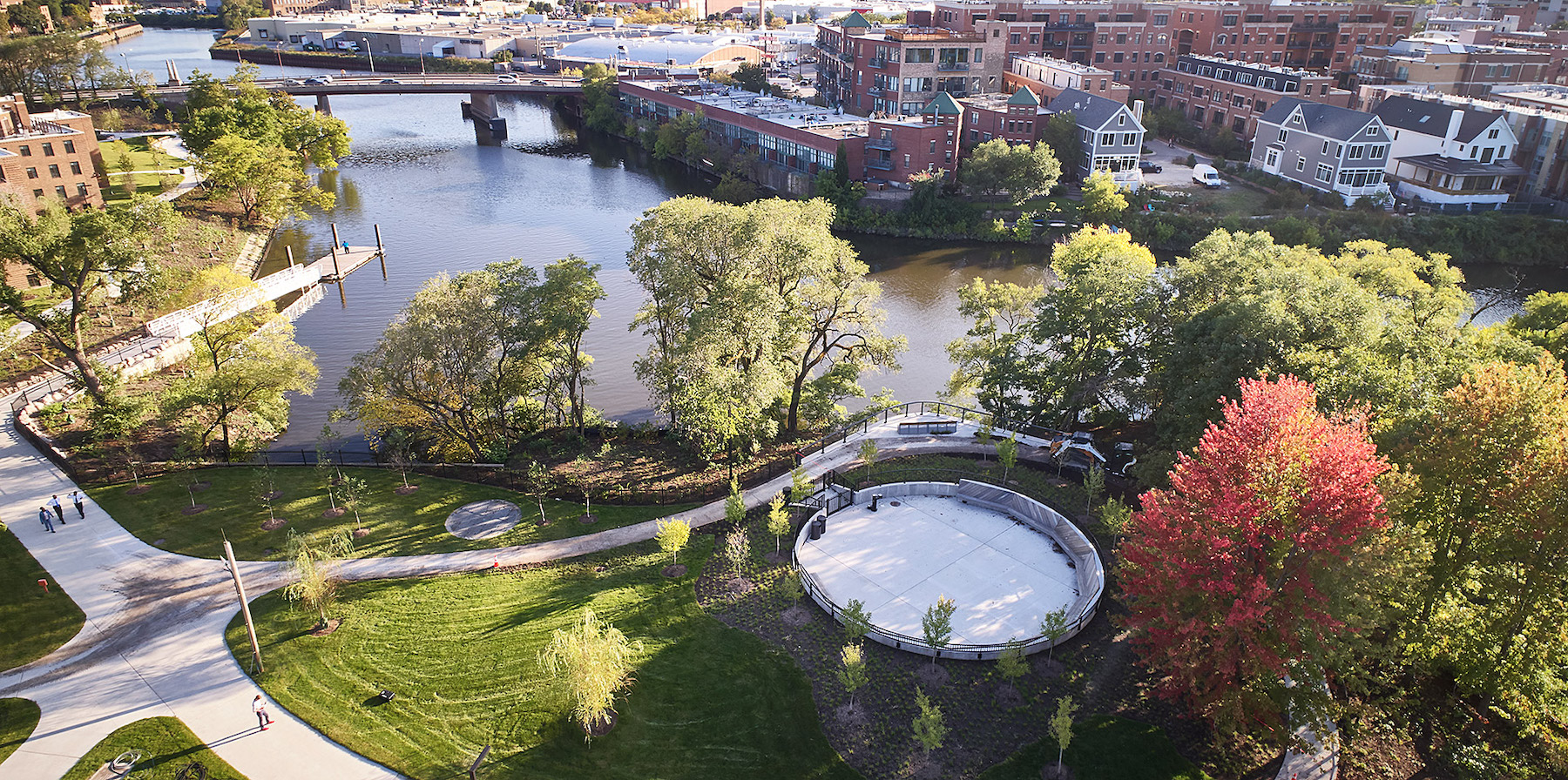 Chicago's historic Lathrop public housing complex gets new life as mixed-income community 2 Dog Run and Kayak launch.jpg