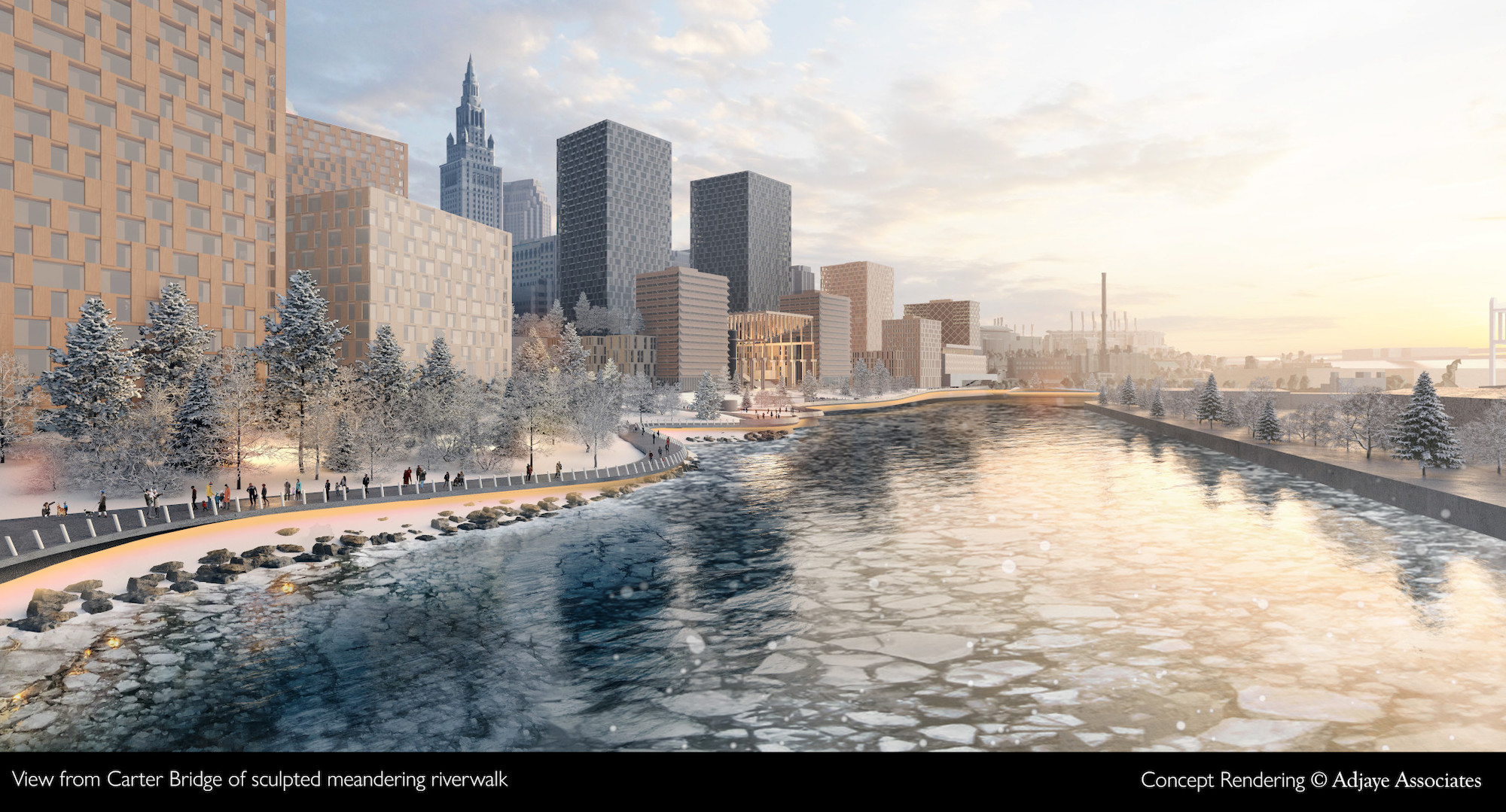 Cuyahoga Riverfront Master Plan Cleveland Rendering courtesy Bedrock