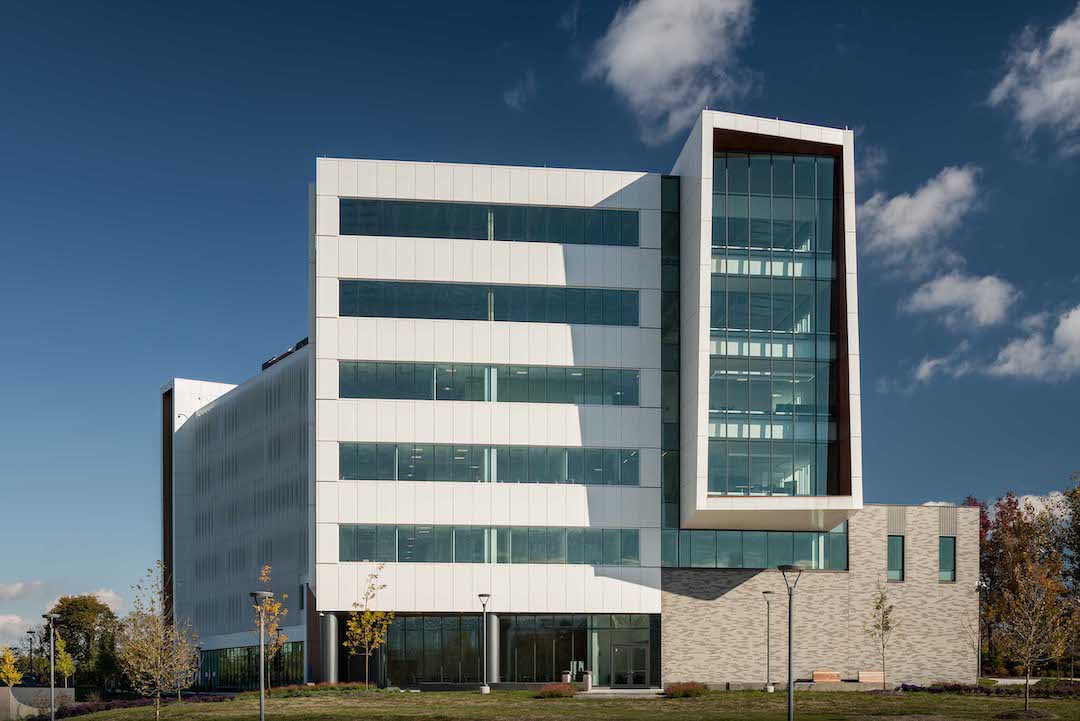 Cantilevered edge of new Drexel building