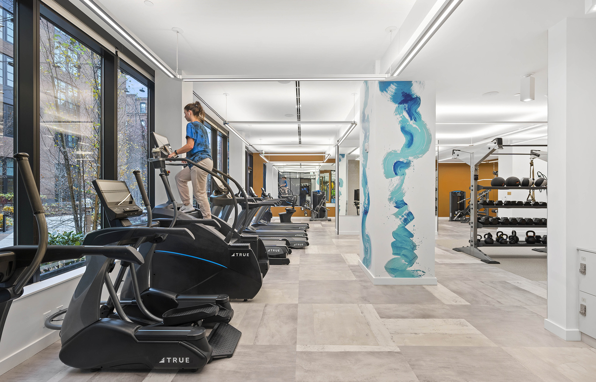 Fitness room at affordable housing and market rate community