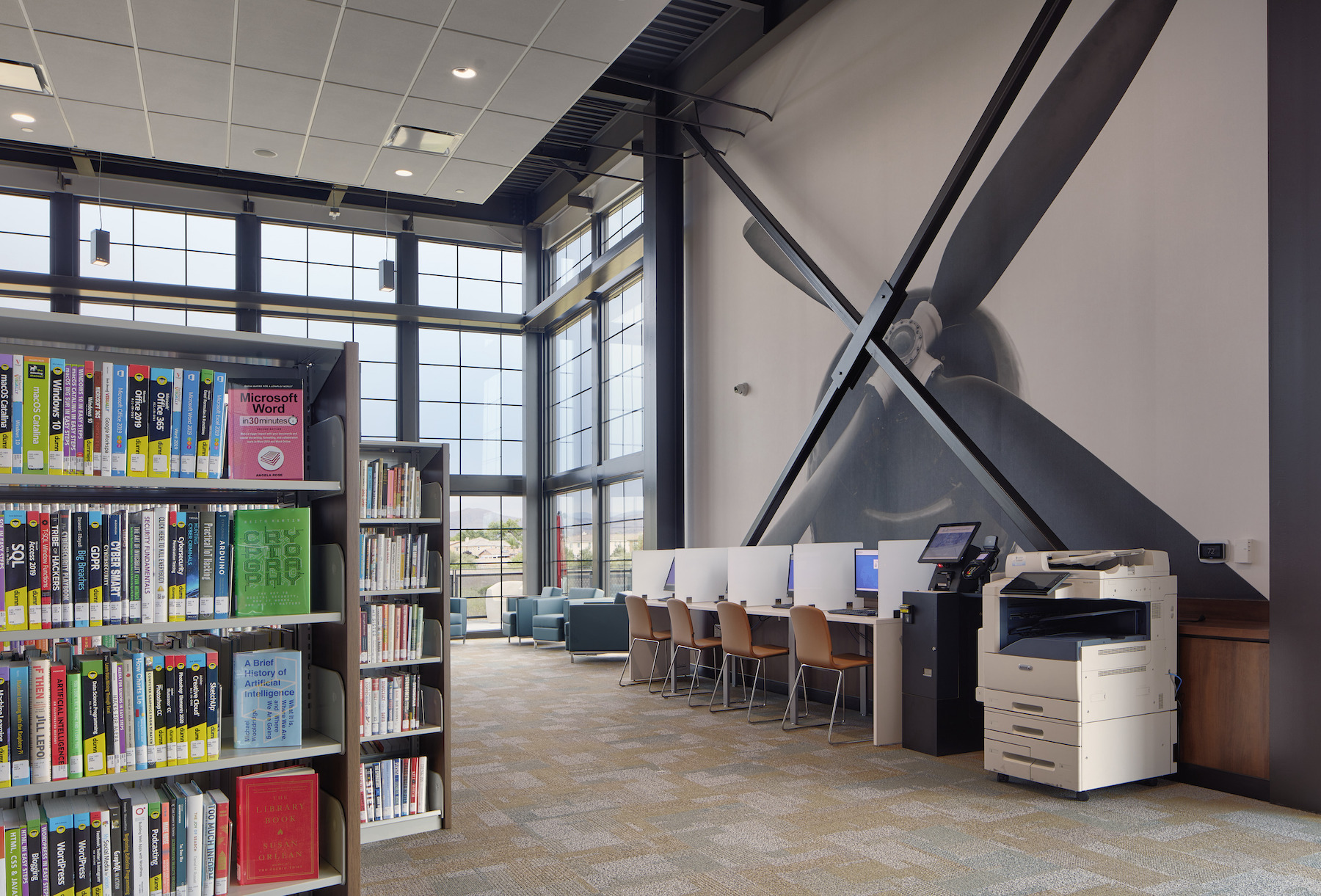 A tech center inside of the library in French Valley, Calif.