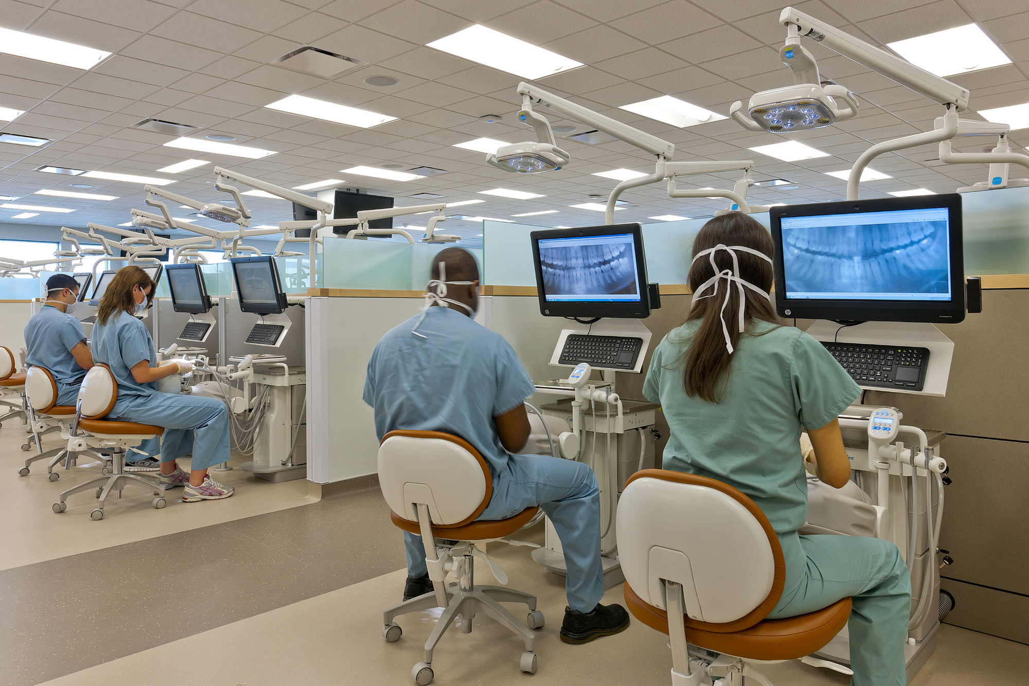 Simulation stations are adjacent to the Student Clinic at the University of Texas Health Science Center at Houston School of Dentistry.