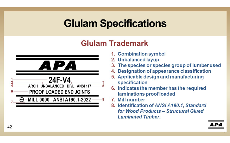 APA Glulam Specifications