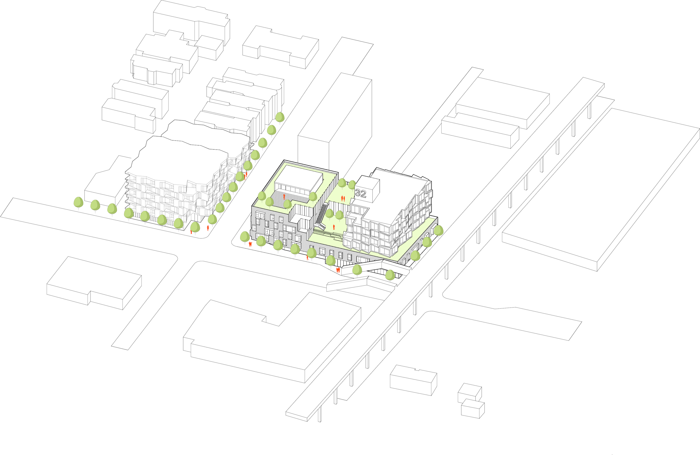 HUB 32 multifamily housing project, chicago, Brooks Scarpa diagram 4