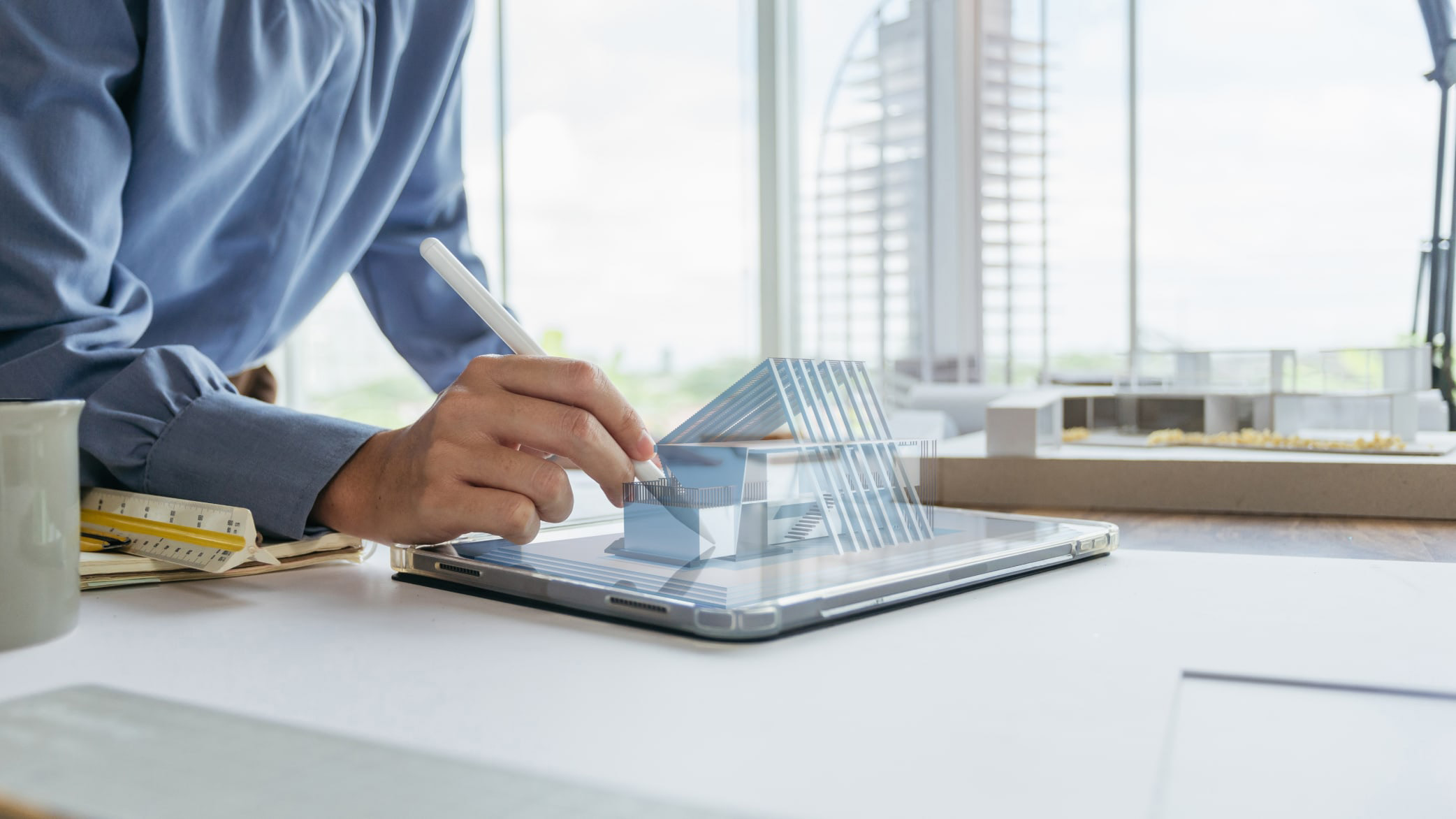 Worker using pen for digital transformation