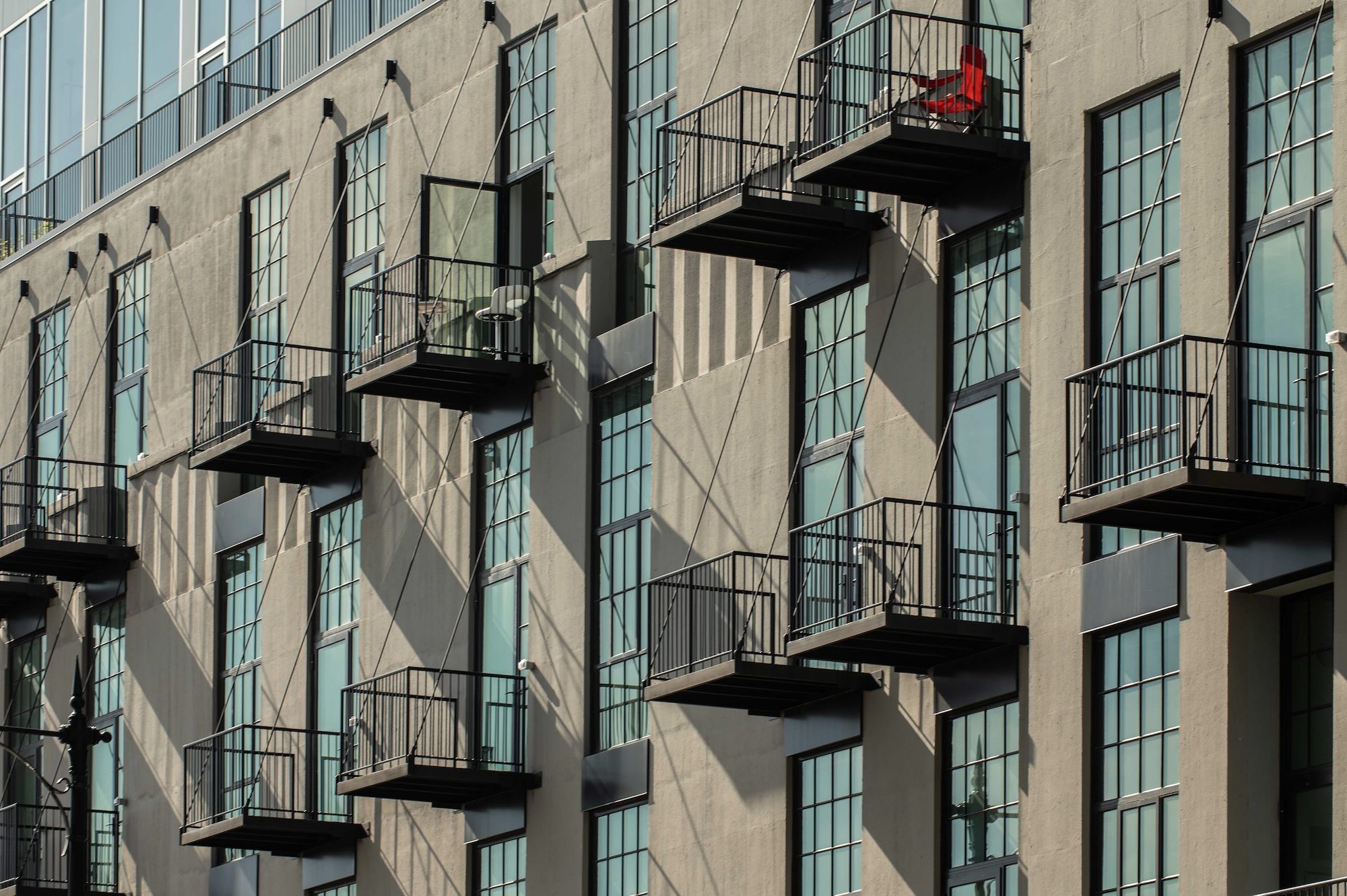 Exterior of mixed-use adaptive reuse building in Chicago, Ill.