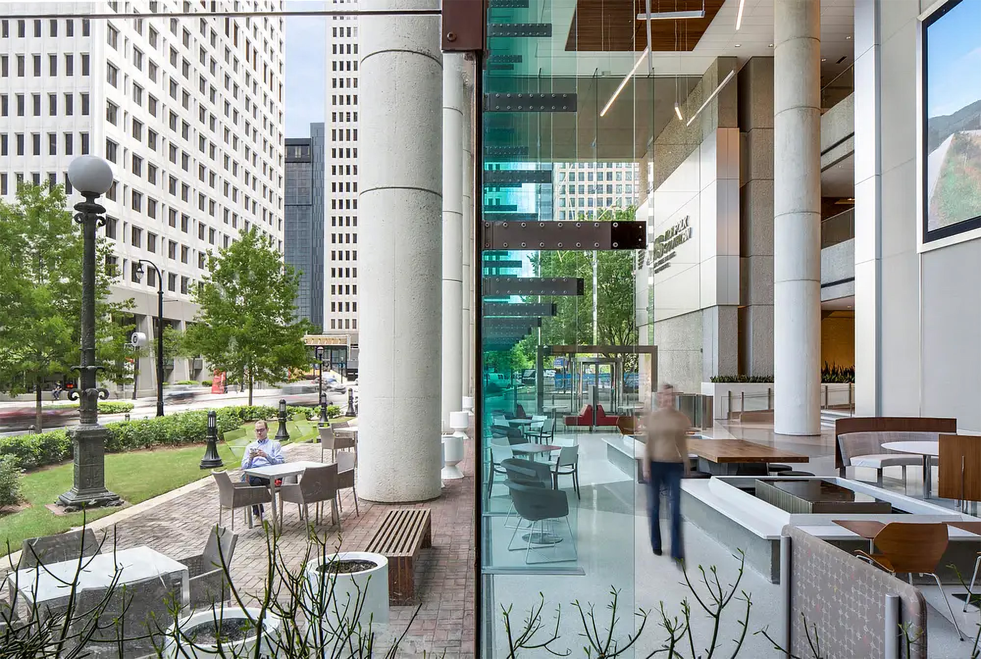 Lobby interior and exterior lounge area