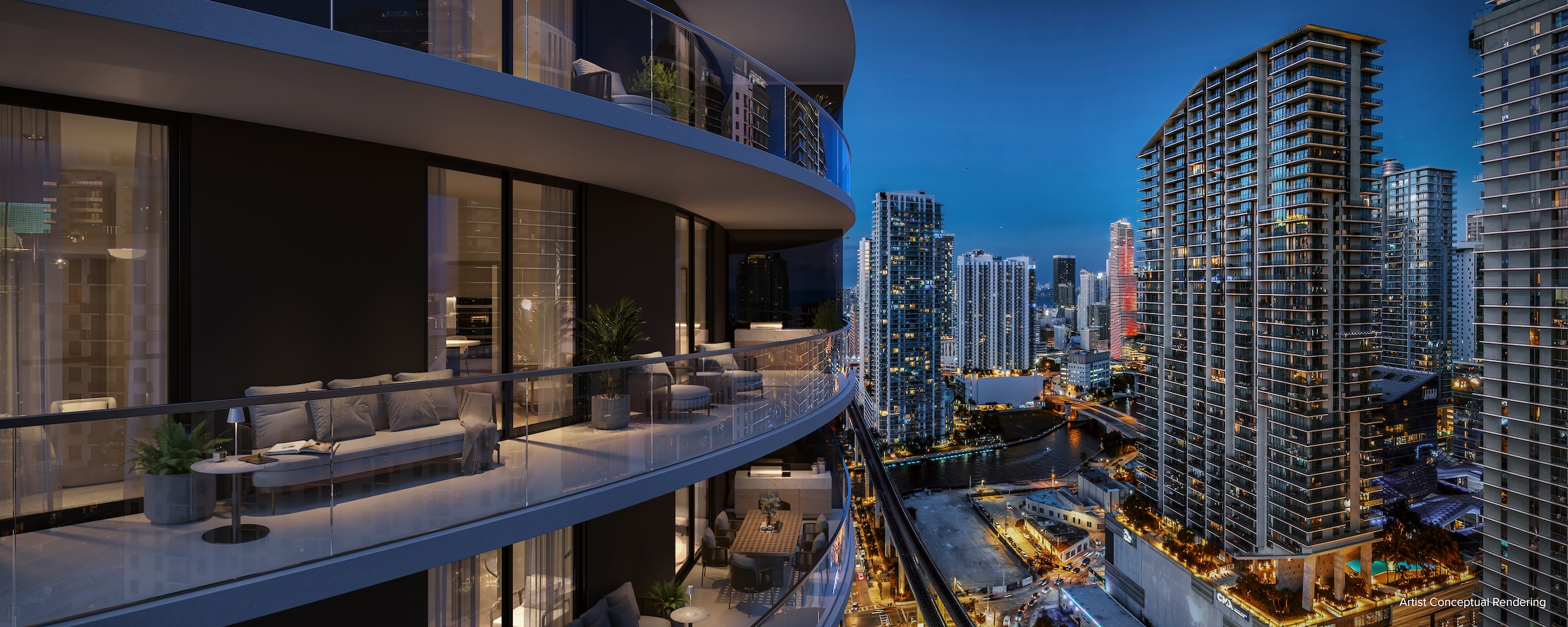 Miami's One Twenty Brickell Residences condo tower provides deeded office unit for every buyer. Rendering ARX Creative