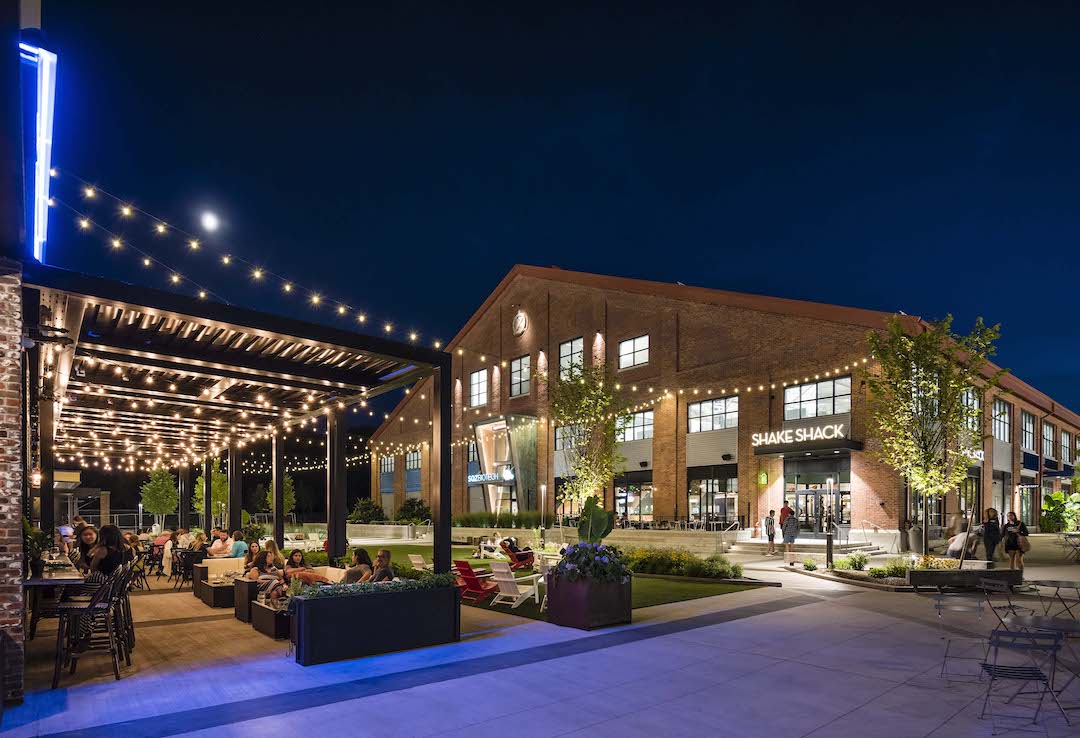 Arsenal Yards at night