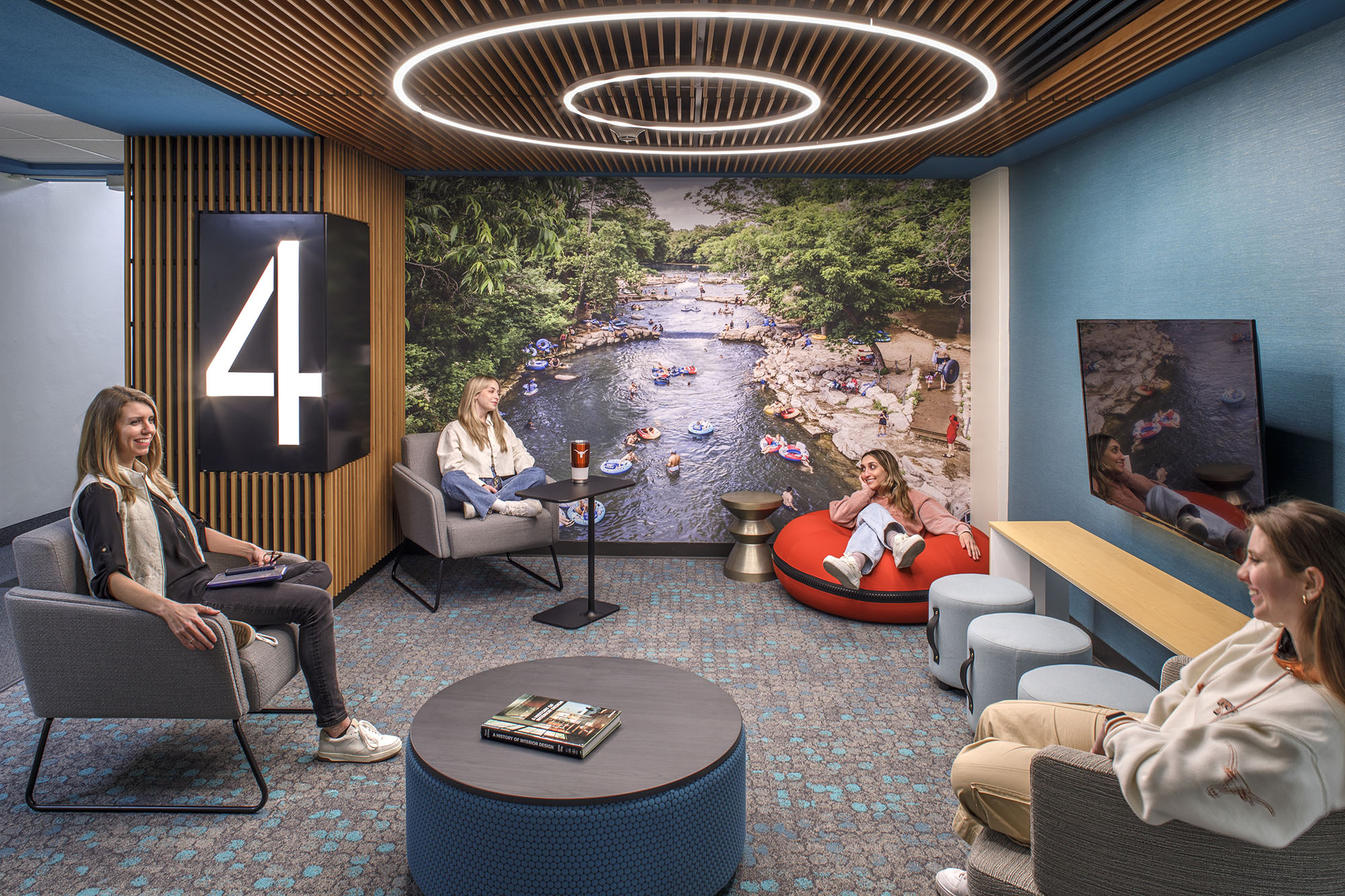 Kinsolving Hall fourth floor with students studying