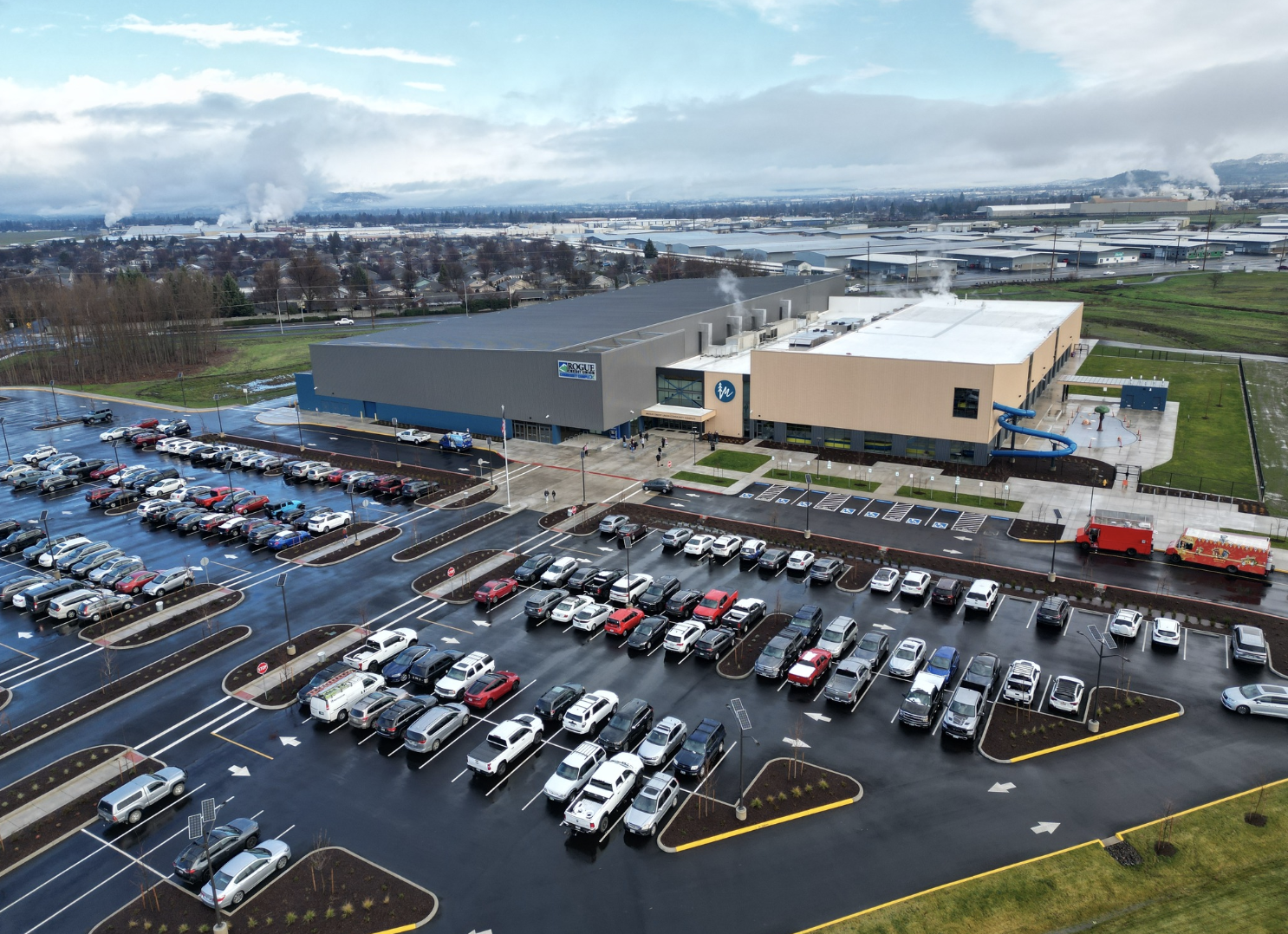 Aerial view of Rogue Credit Union Community Complex