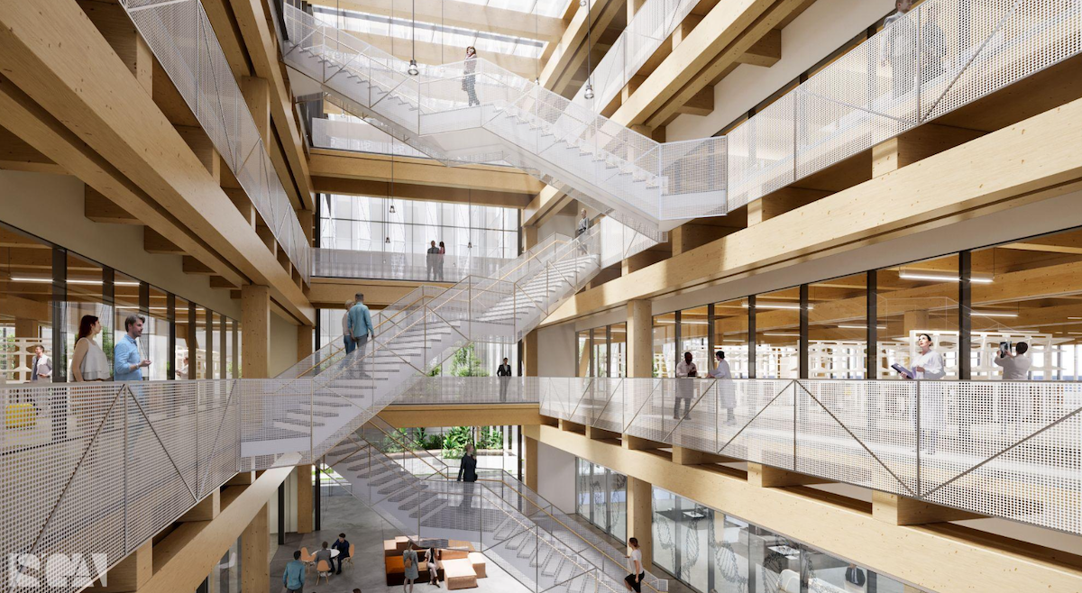 Mass timber lab atrium, courtest SGA